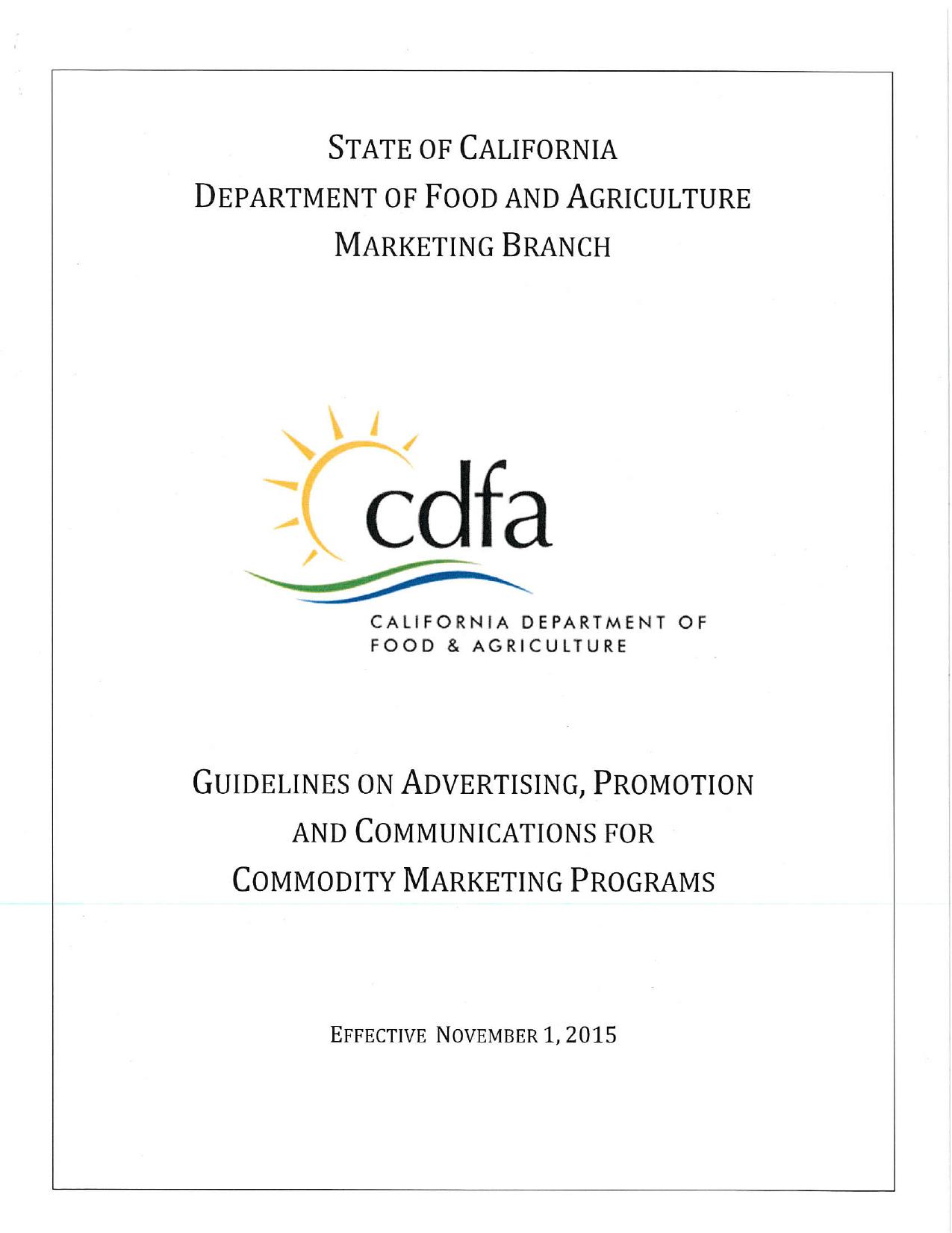 Guidelines on Advertising, promotion and Communications for Commodity Marketing Programs