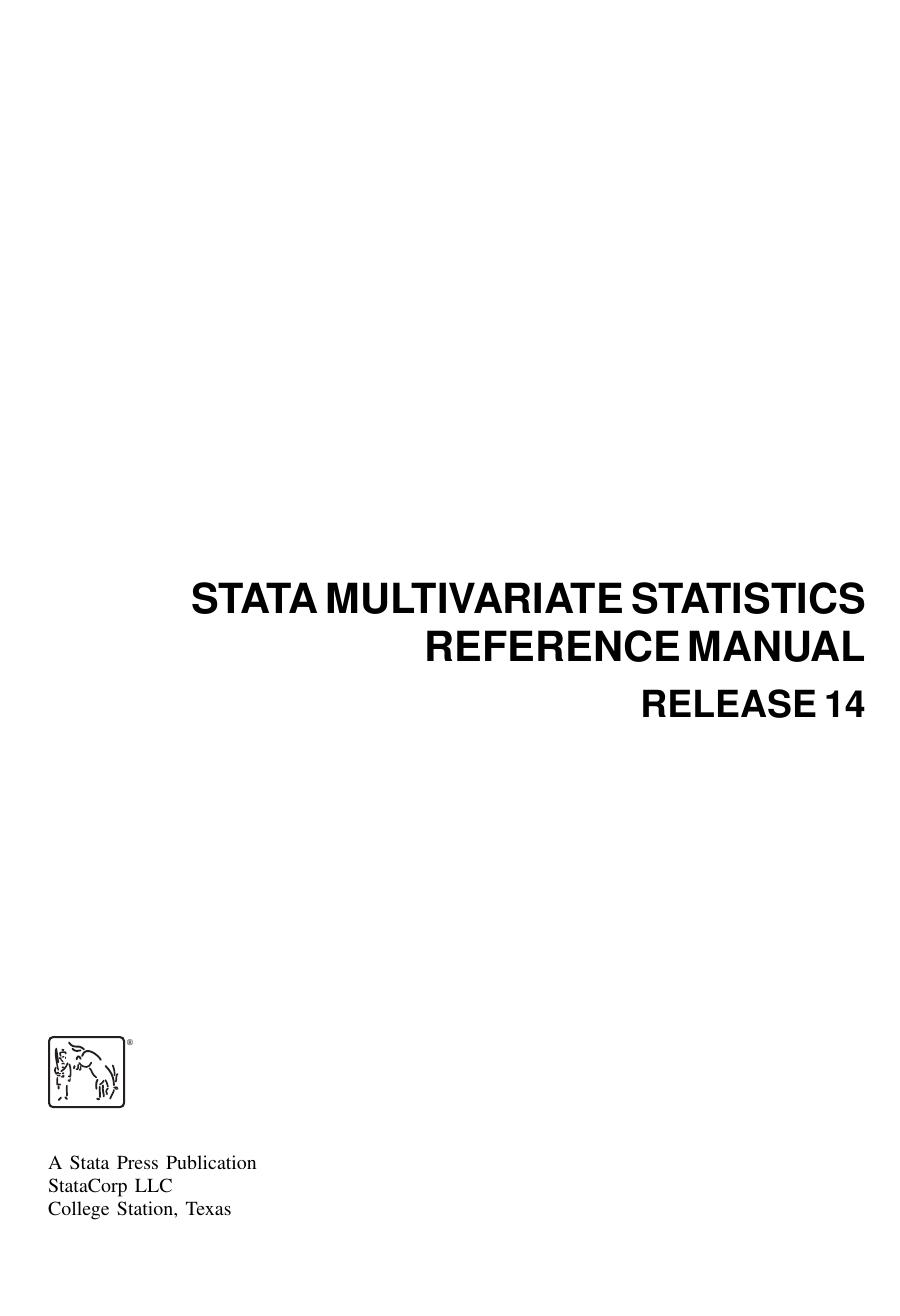 [MV] Multivariate Statistics
