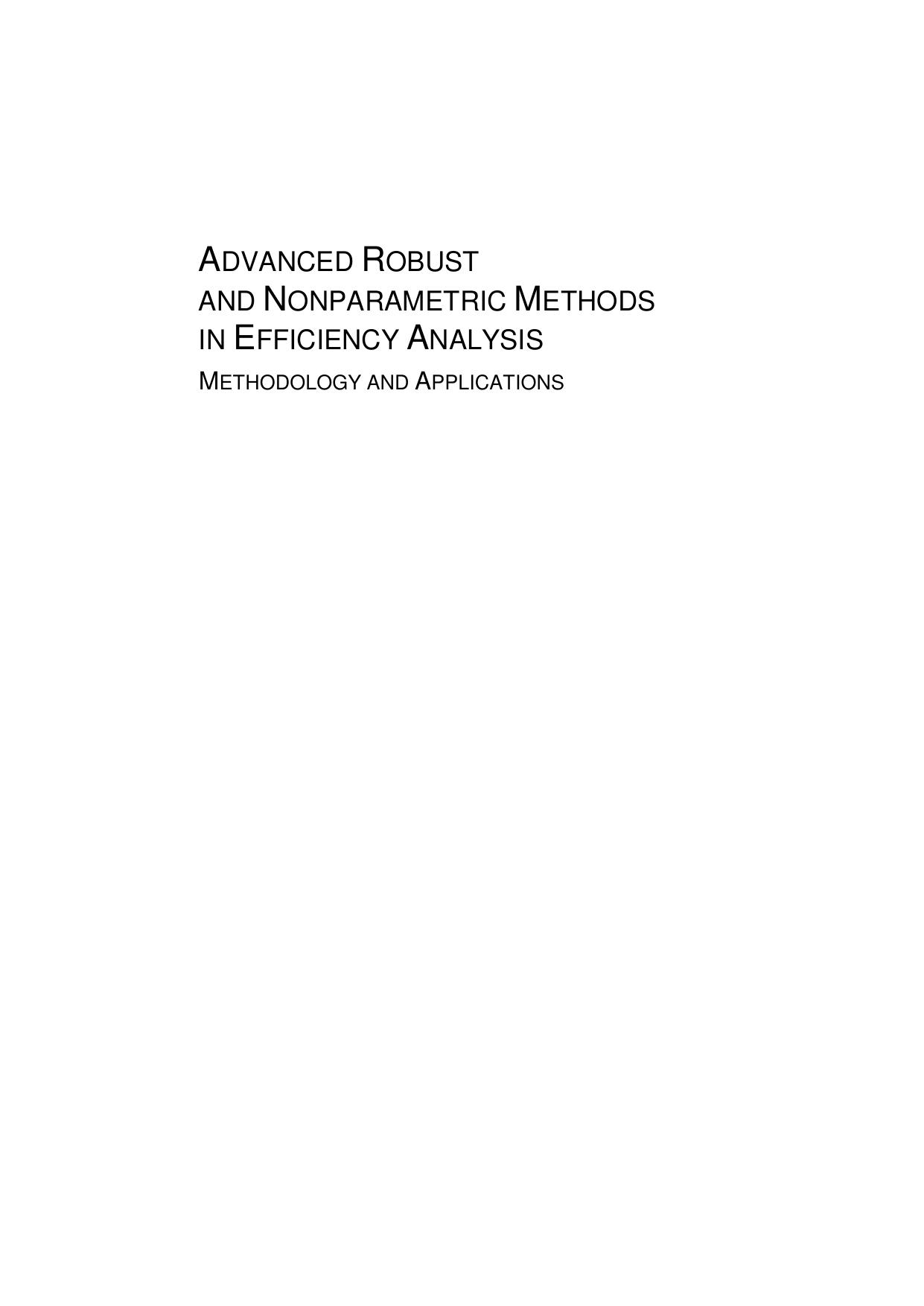 EFFICIENCY ANALYSIS METHODOLOGY AND APPLICATIONS  2007