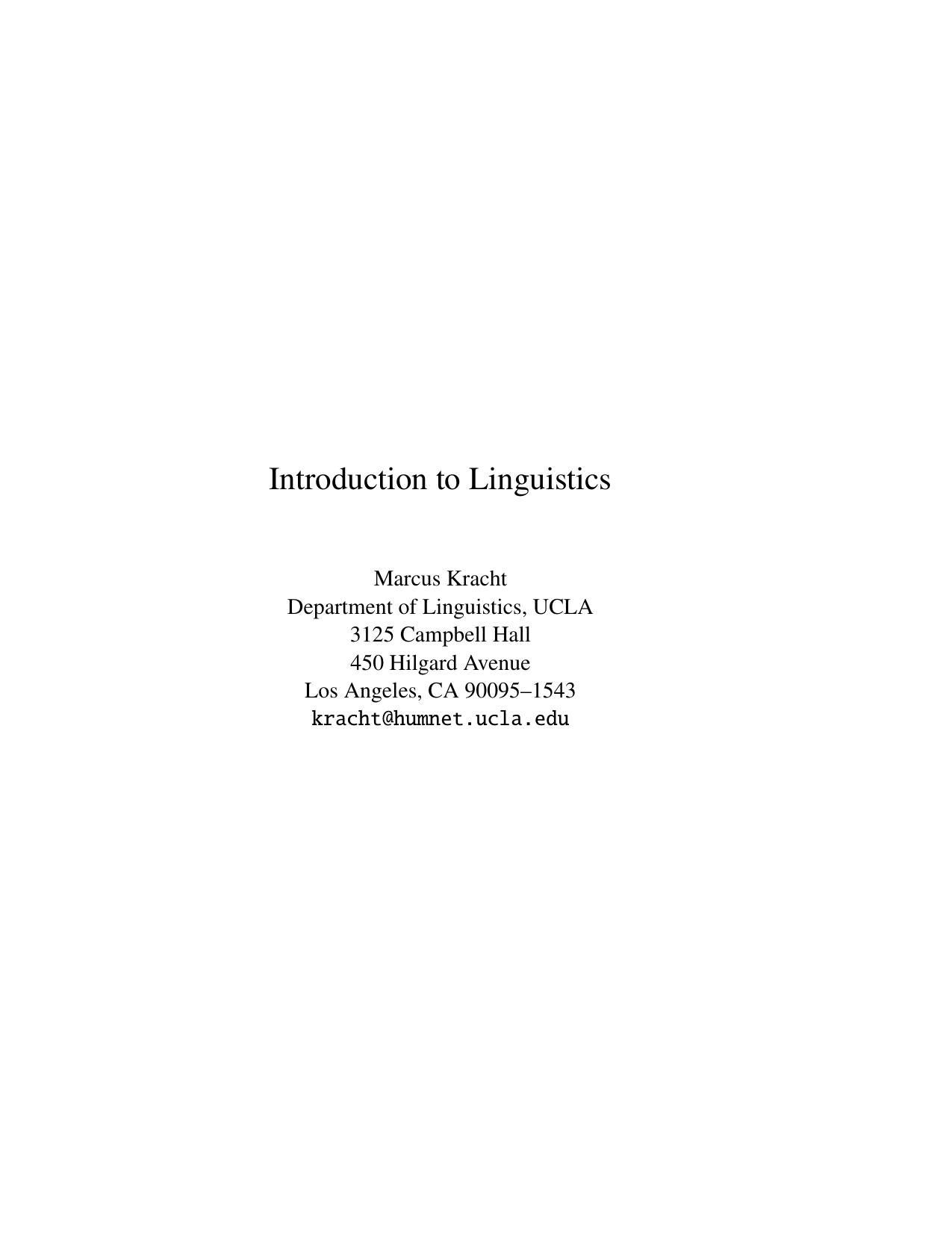 Introduction to Linguistics 2009