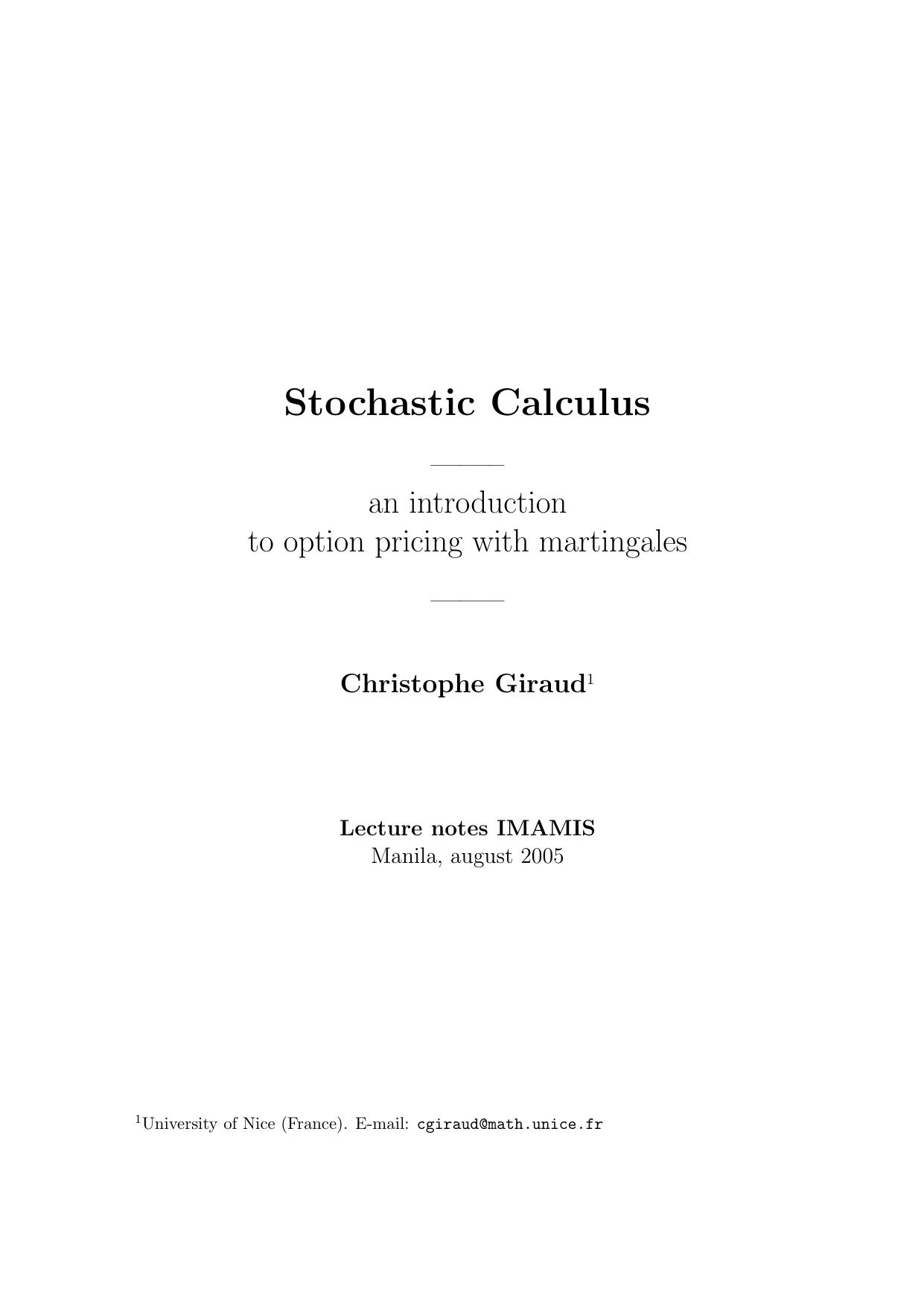 Stochastic Calculus 2005.pdf