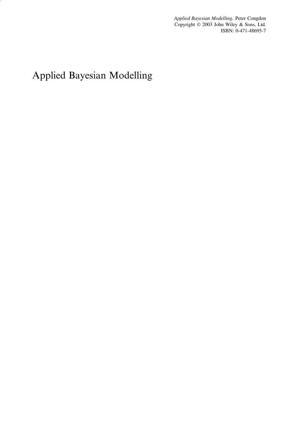 Applied Bayesian Modelling