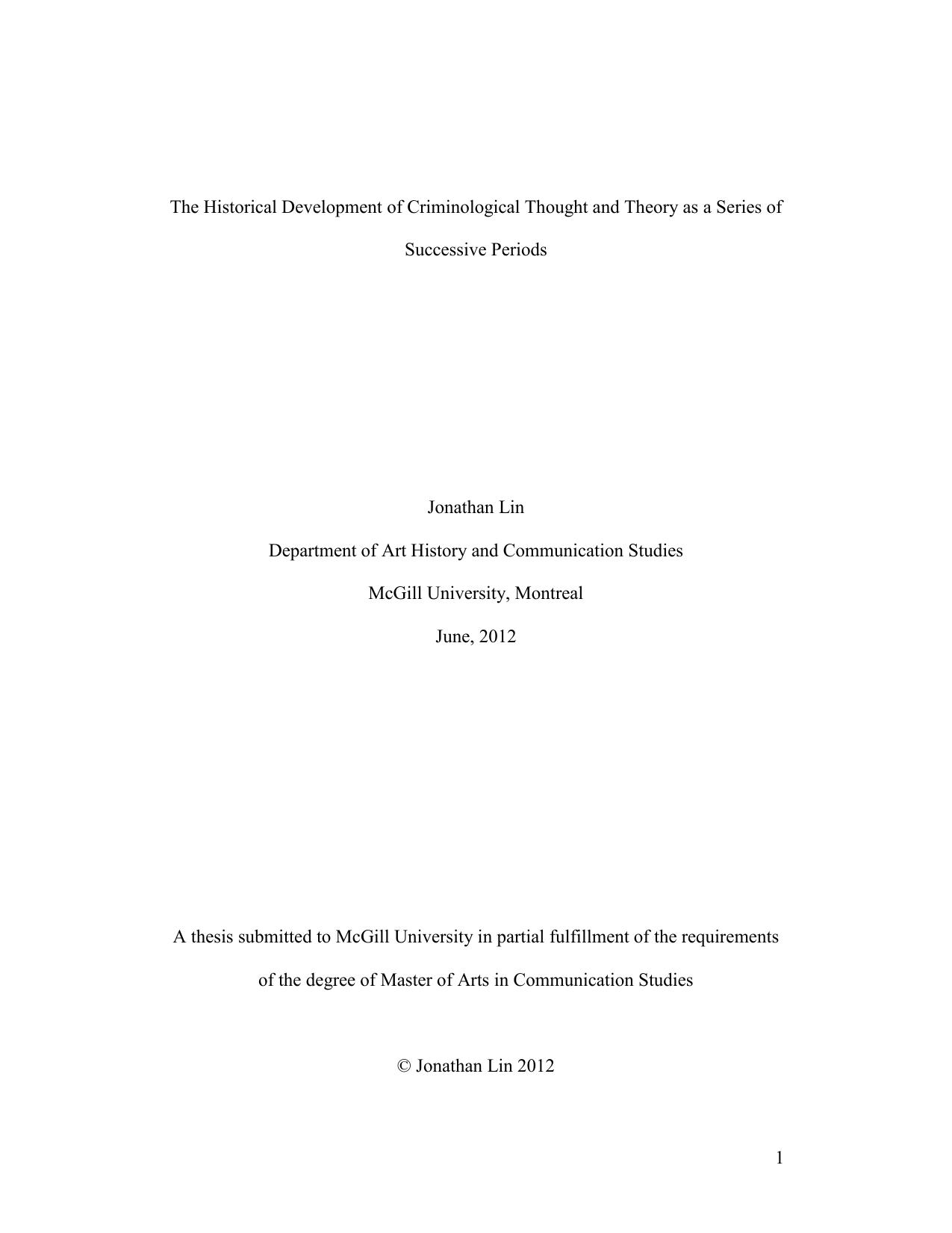 The historical development of criminological thought 2012
