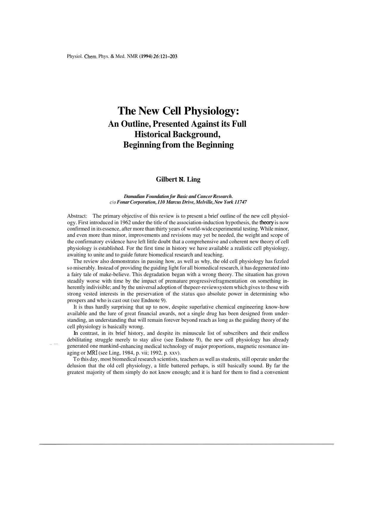 THE NEW CELL PHYSIOLOGY 1994