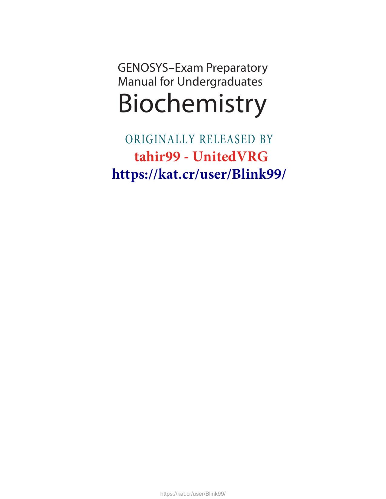 GENOSYS–Exam Preparatory Manual for Undergraduates BIOCHEMISTRY 2015