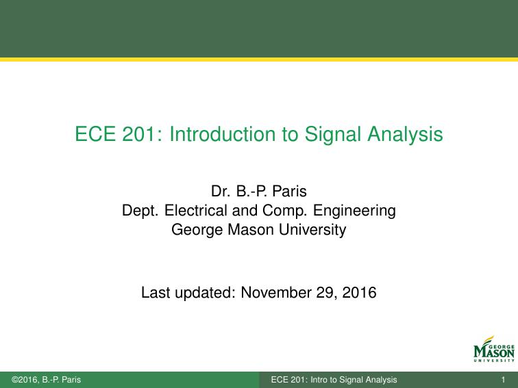 ECE 201: Introduction to Signal Analysis