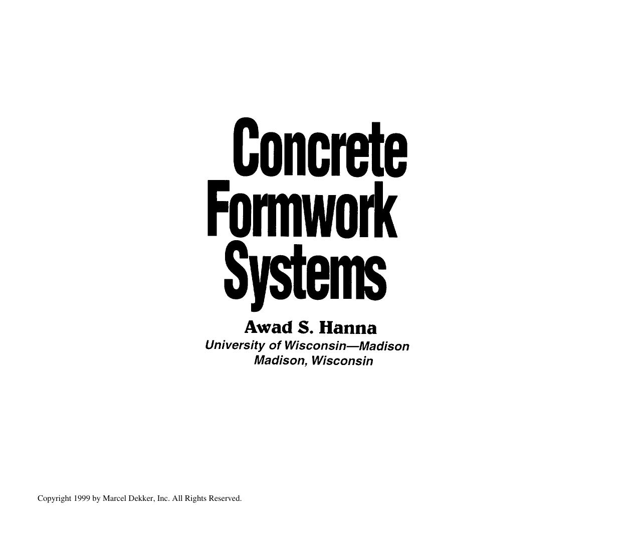 Concrete Formwork Svstems