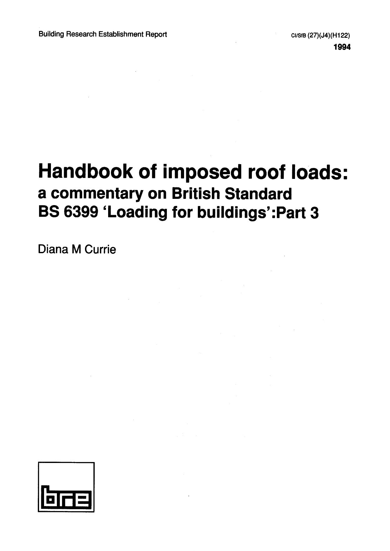 Handbook of imposed roof loads- a commentary on British Stan