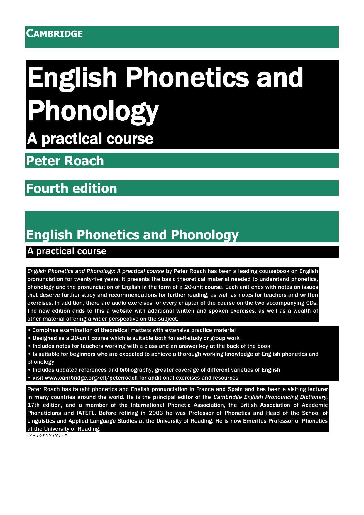 CAMBRIDGE English Phonetics and Phonology 2013