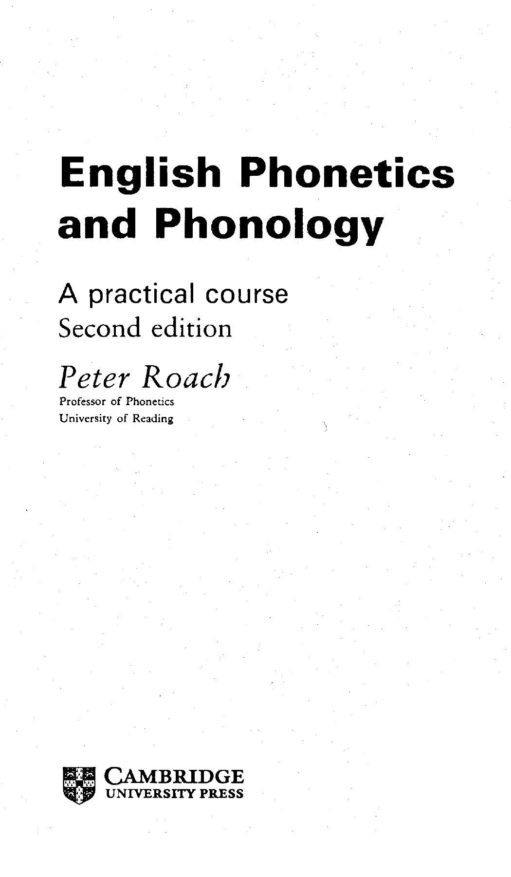 Peter Roach — English Phonetics and Phonology 1998