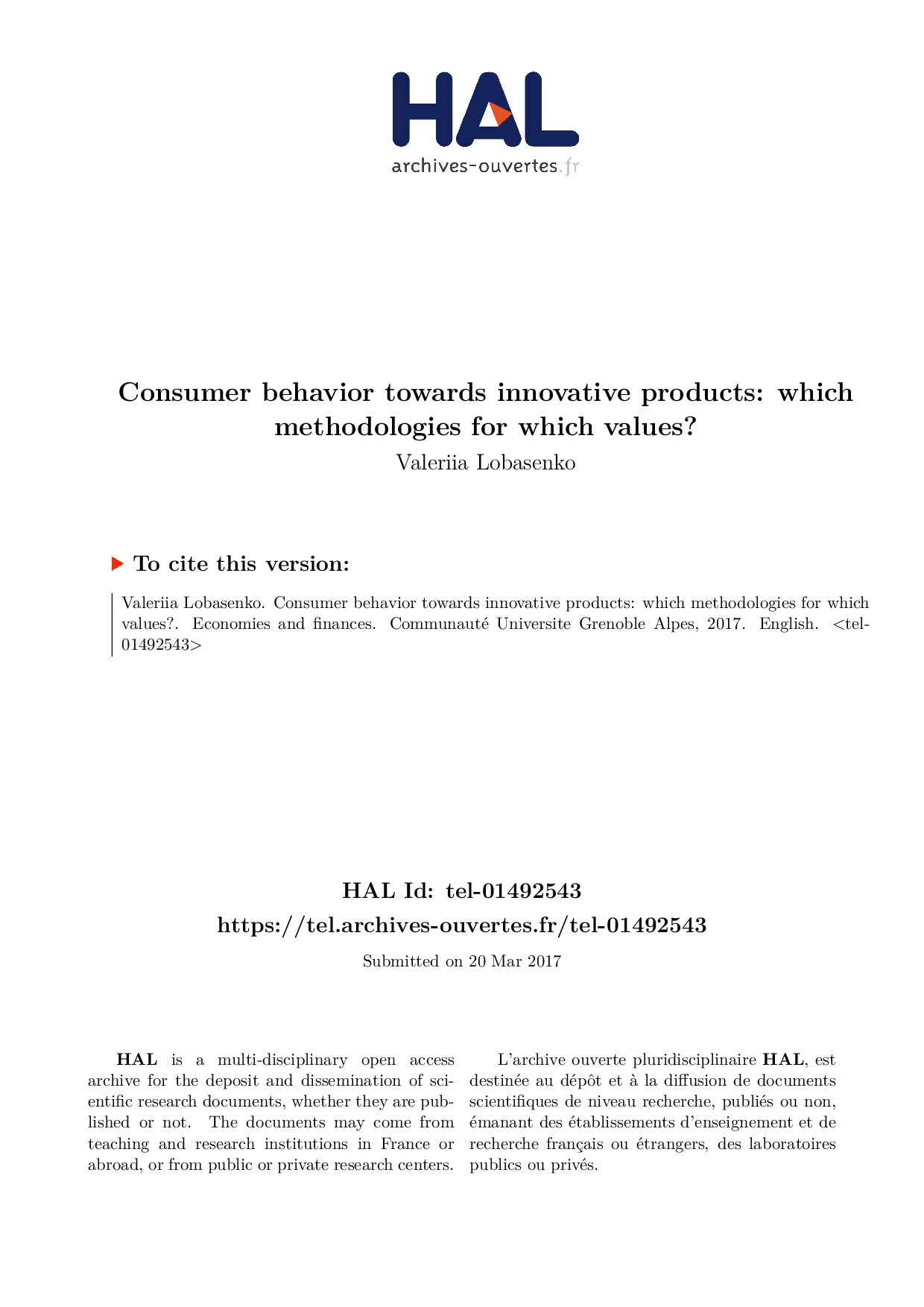 Consumer behavior towards innovative products: which methodologies for which values?
