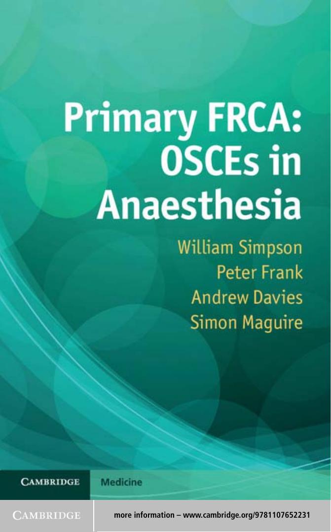 Primary FRCA: OSCEs in Anaesthesia