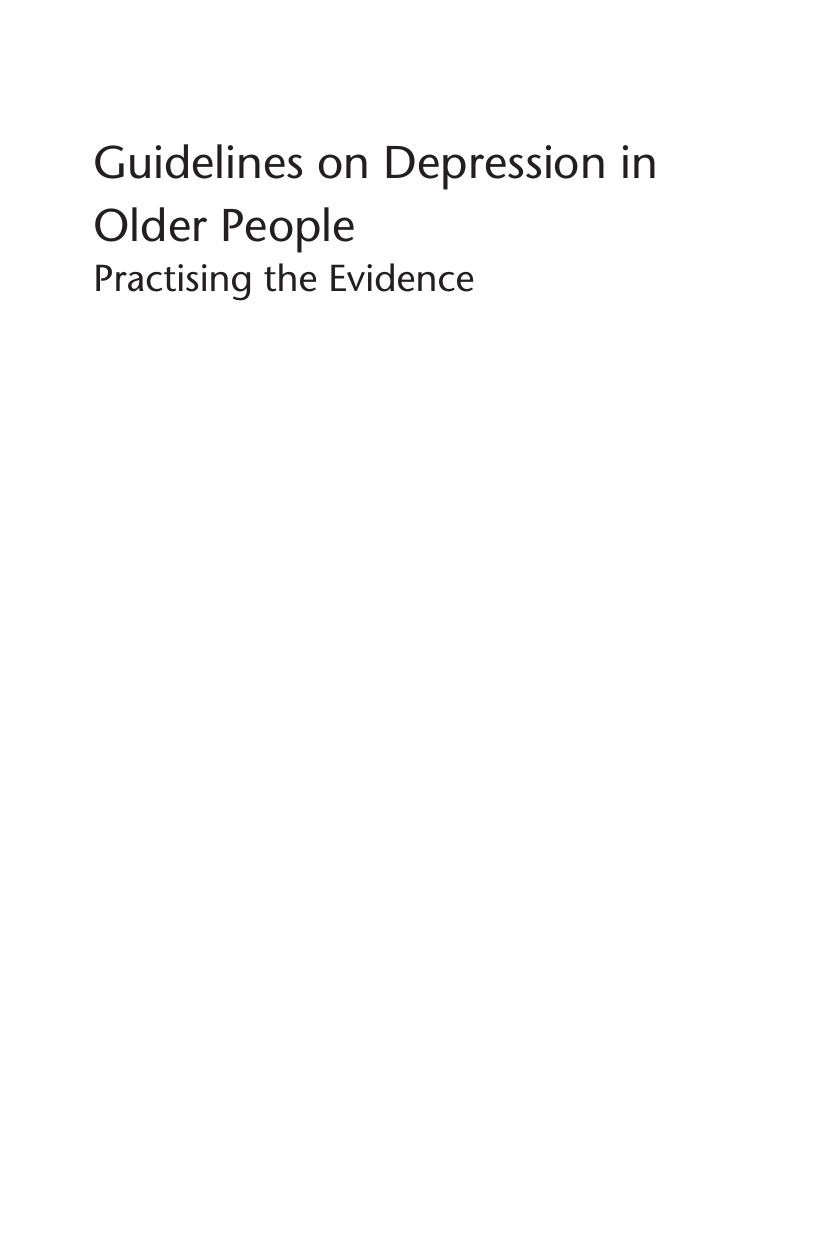 Guidelines on depression in older people   practising the evidence 2002