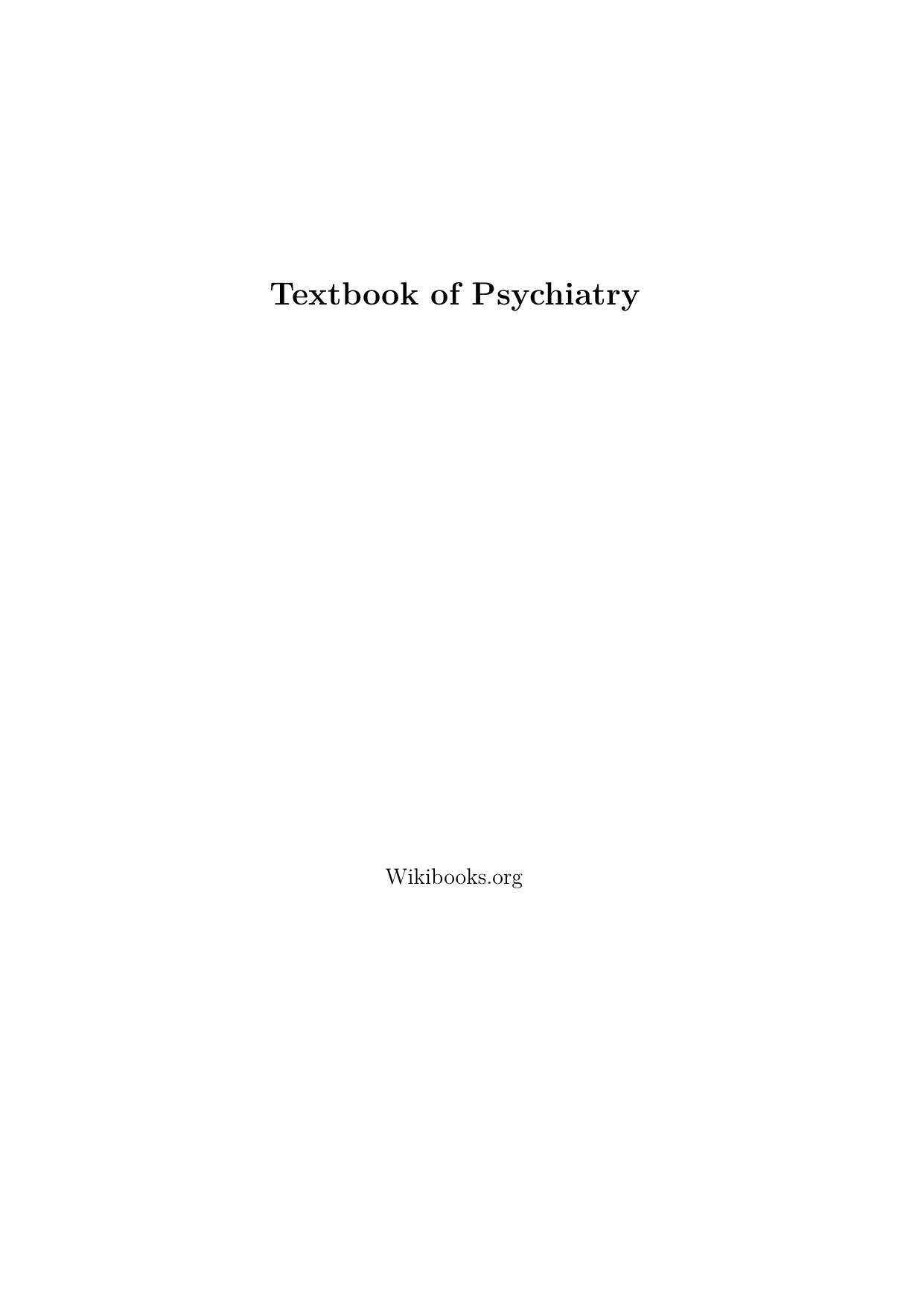 Textbook of Psychiatry 2013