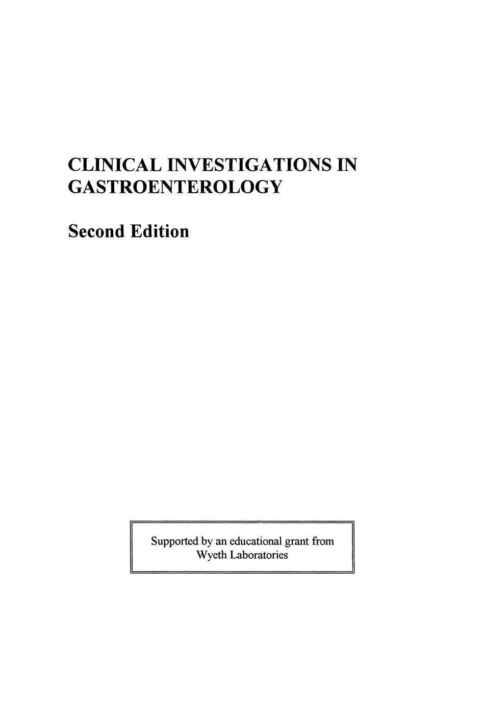 Clinical Investigations in Gastroenterology 1997