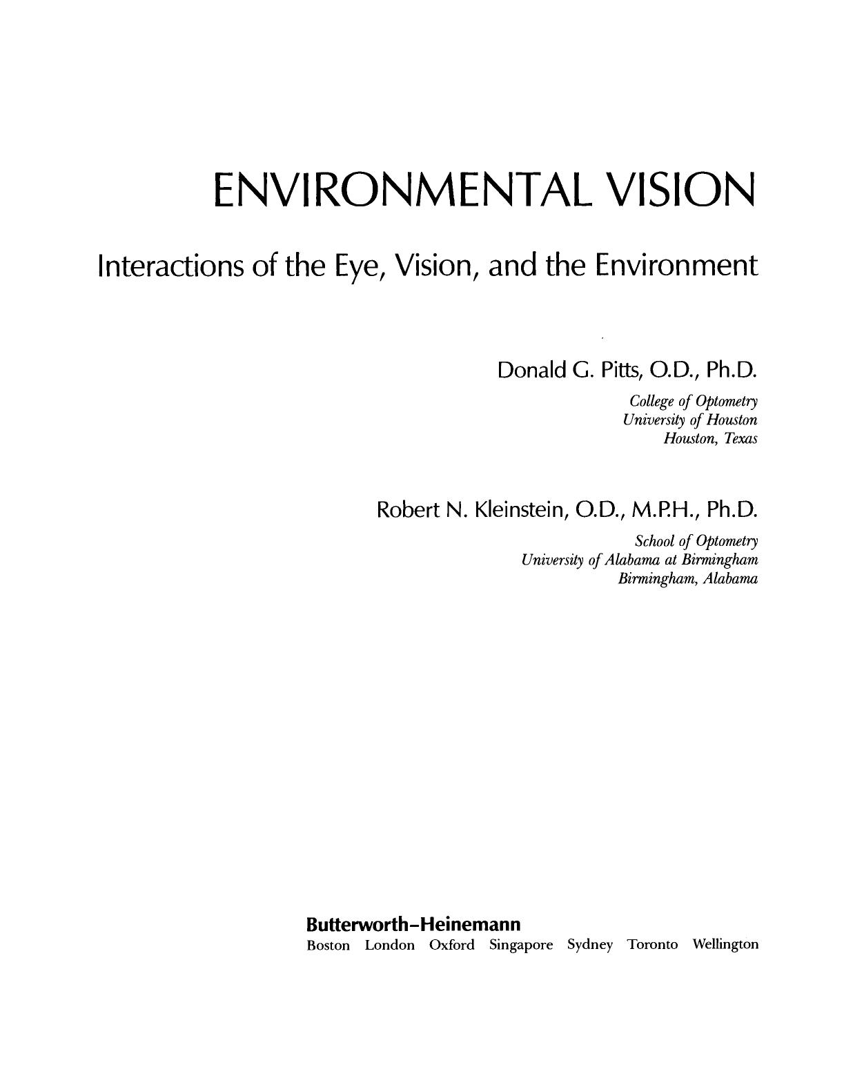 Environmental Vision. Interactions of the Eye, Vision, and the Environment 1993