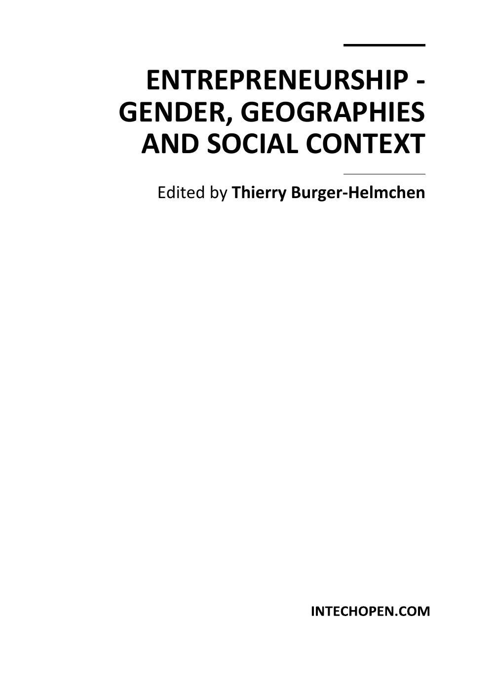Microsoft Word - 00 preface_ Entrepreneurship - Gender, Geographies and Social Context