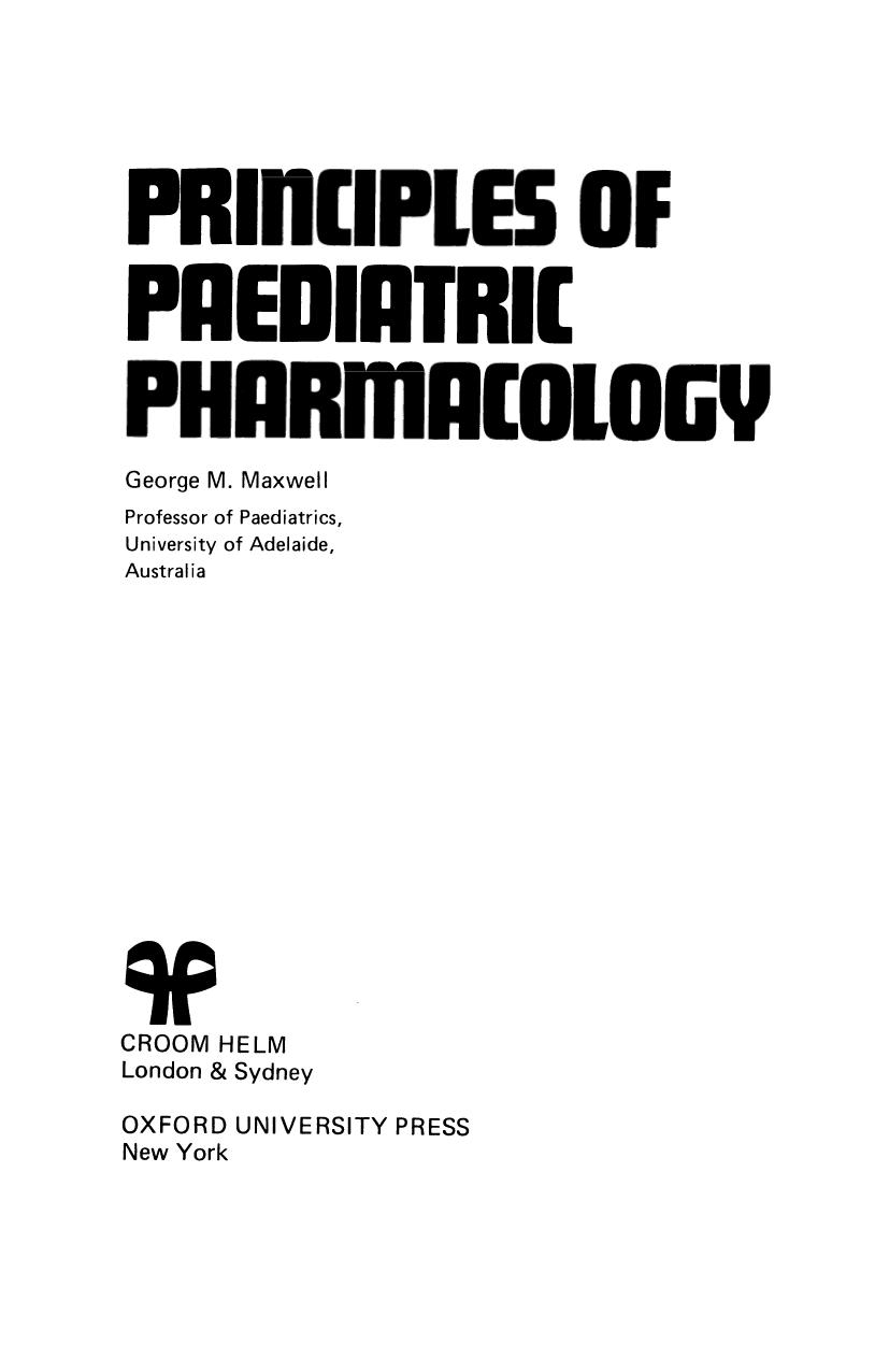 Principles of Paediatric Pharmacology 1984