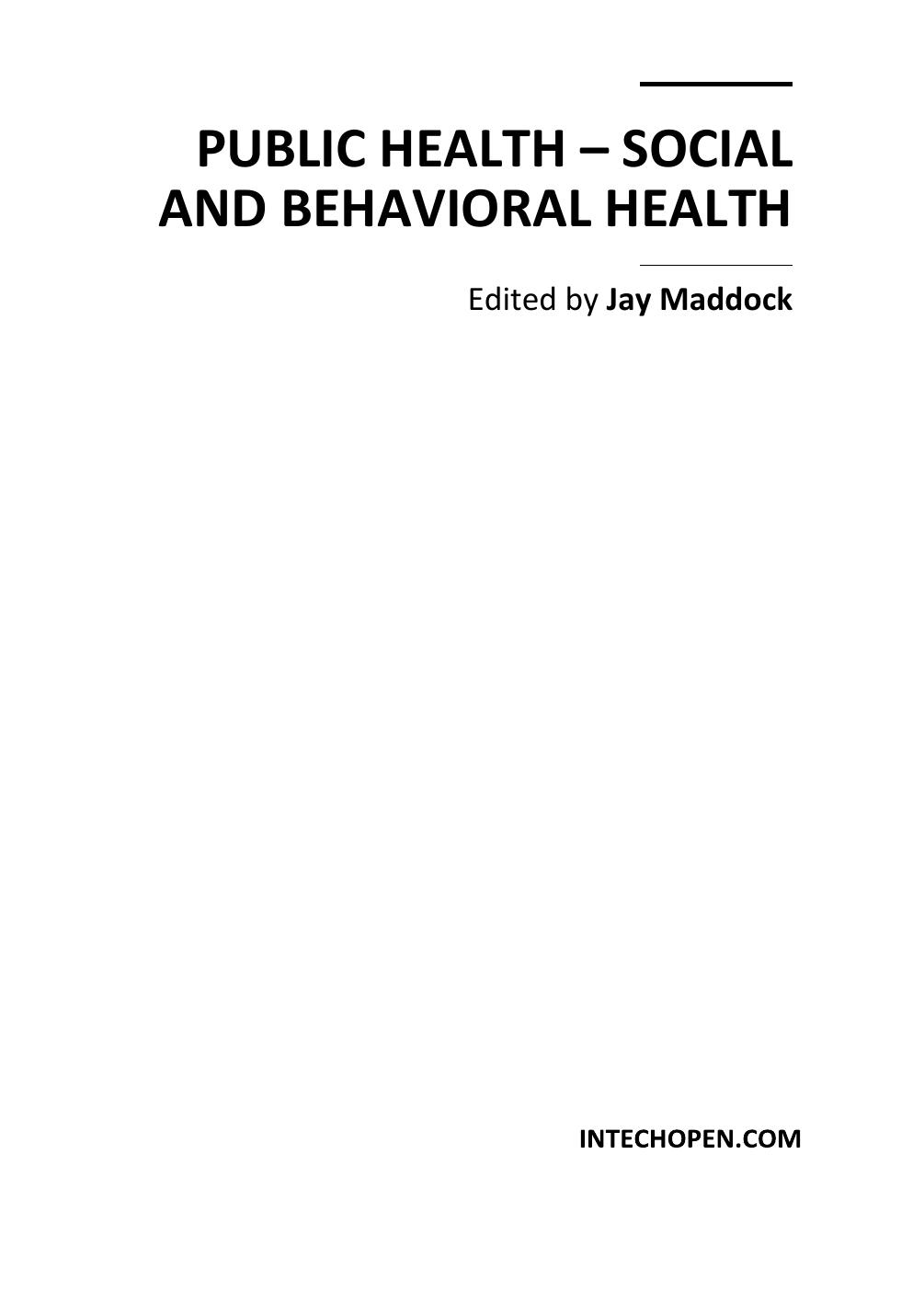 Public Health – Social and Behavioral Health