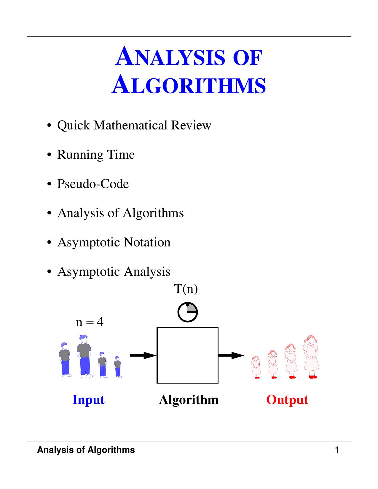 ANALYSIS OF ALGORITHMS1