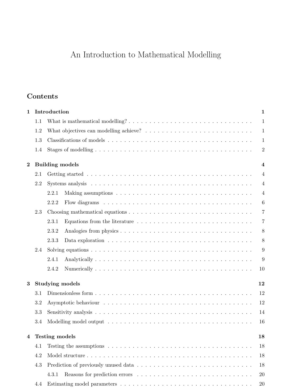 An Introduction to Mathematical Modelling