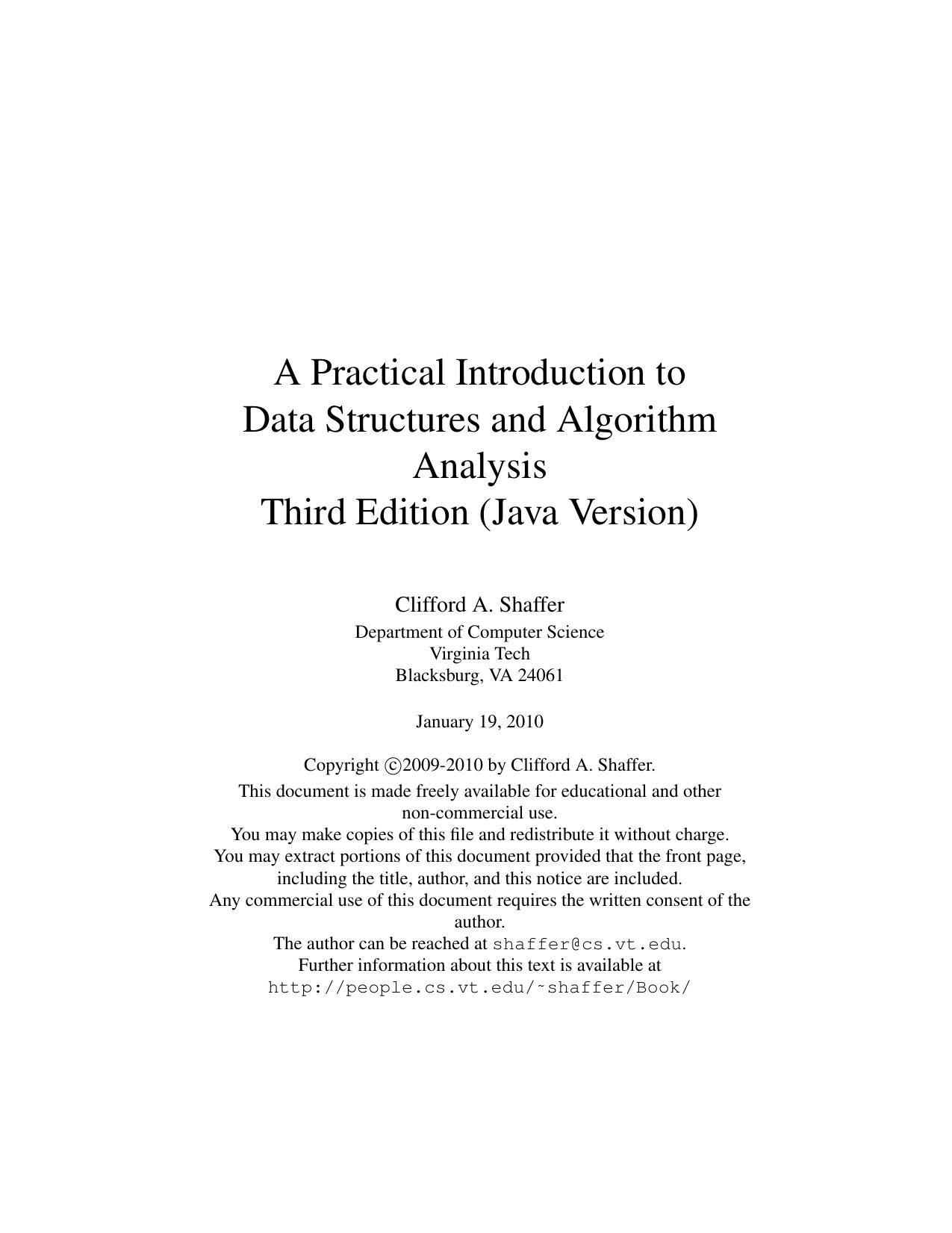 A Practical Introduction to Data Structures and Algorithm Analysis