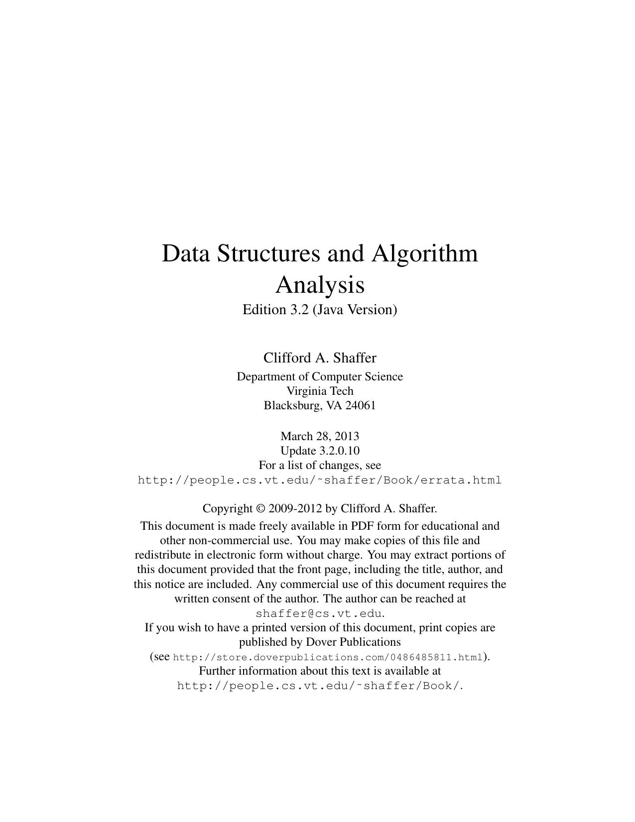 Data Structures and Algorithm Analysis 2013
