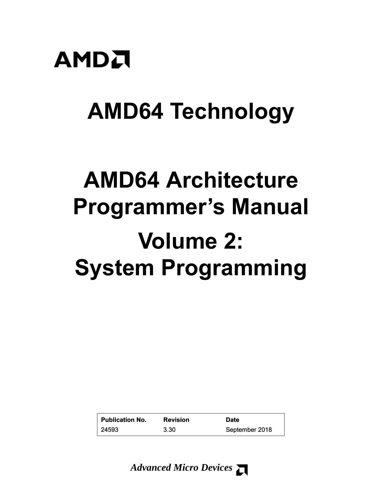 AMD64 Architecture Programmer’s Manual, Volume 2: System Programming