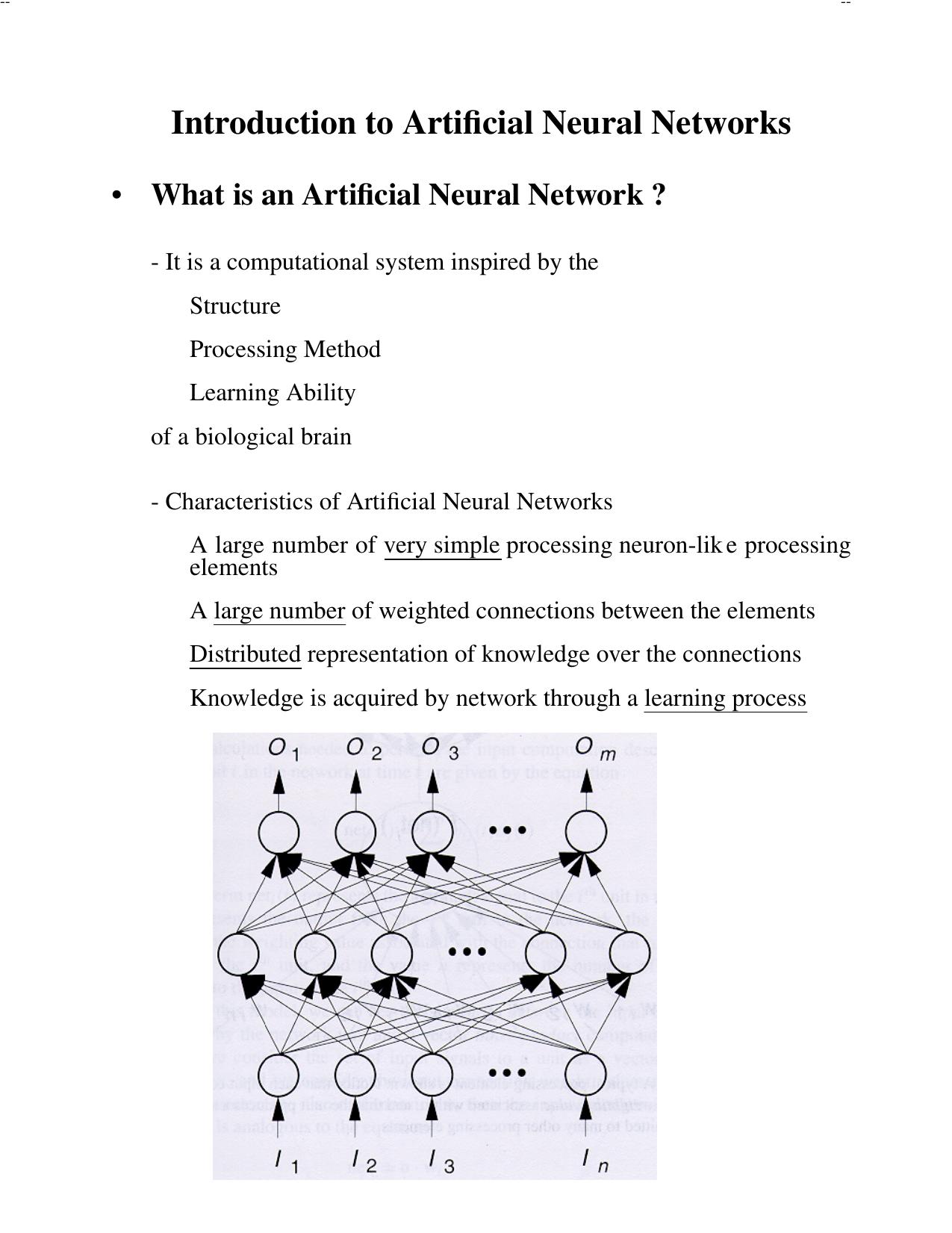 Inttroduction to Artificial Neural Networks