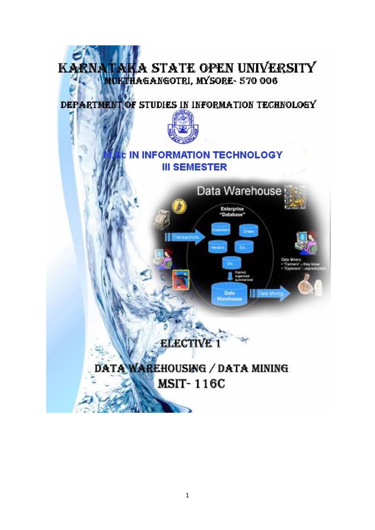 Data Warehousing and Mining  2015