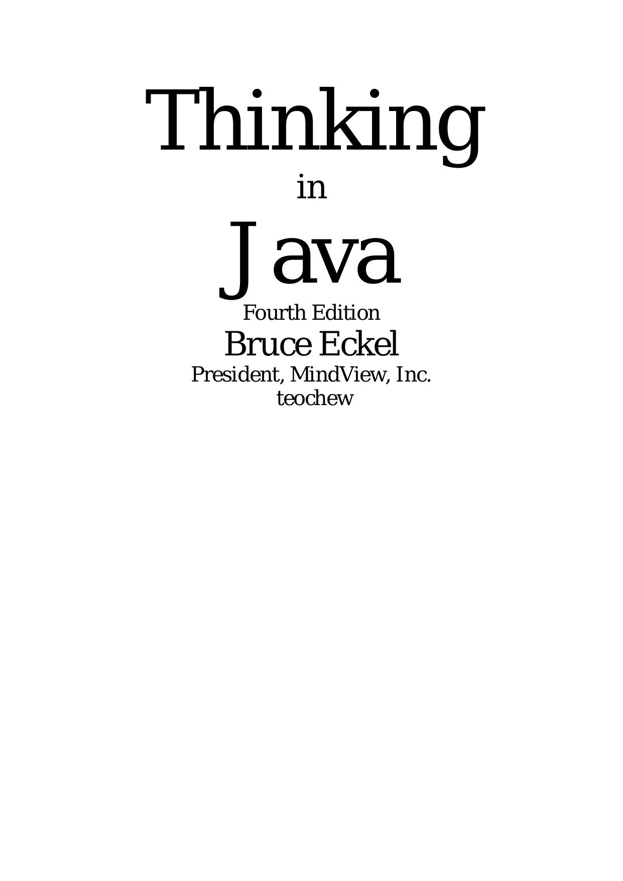 Thinking In Java 4th Edition