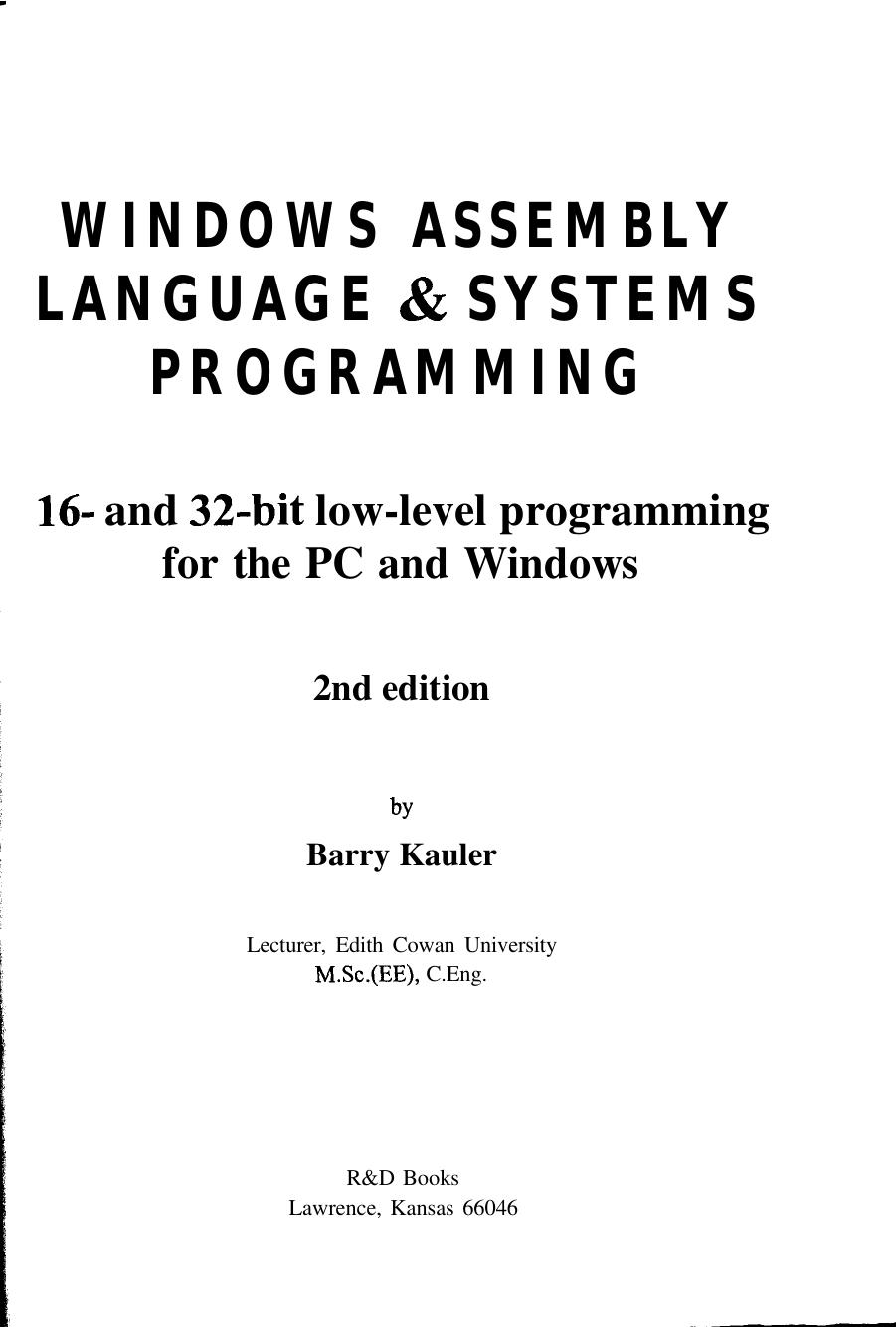 Assembly Language and System Programming 1997