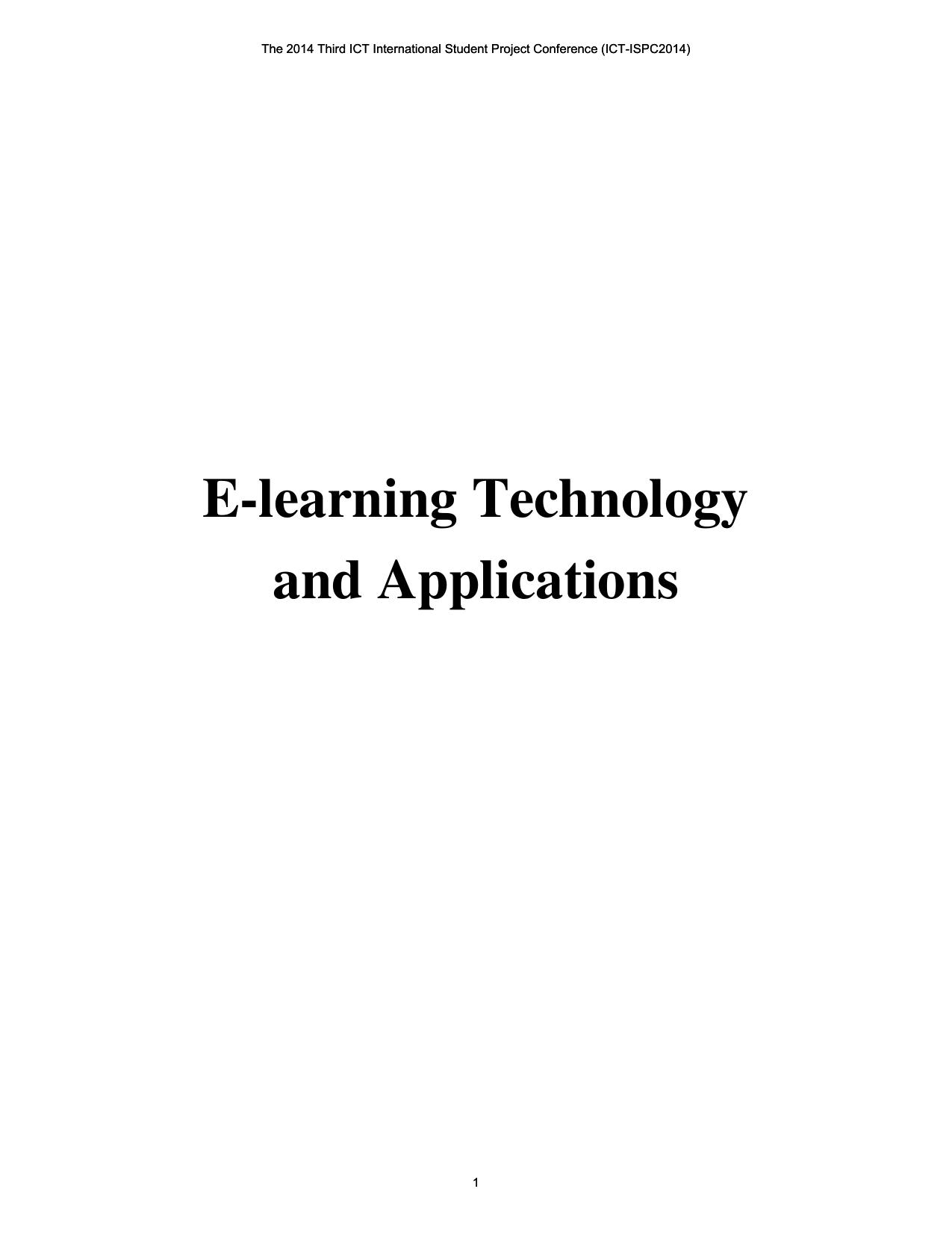 E-learning Technology and Applications 2014