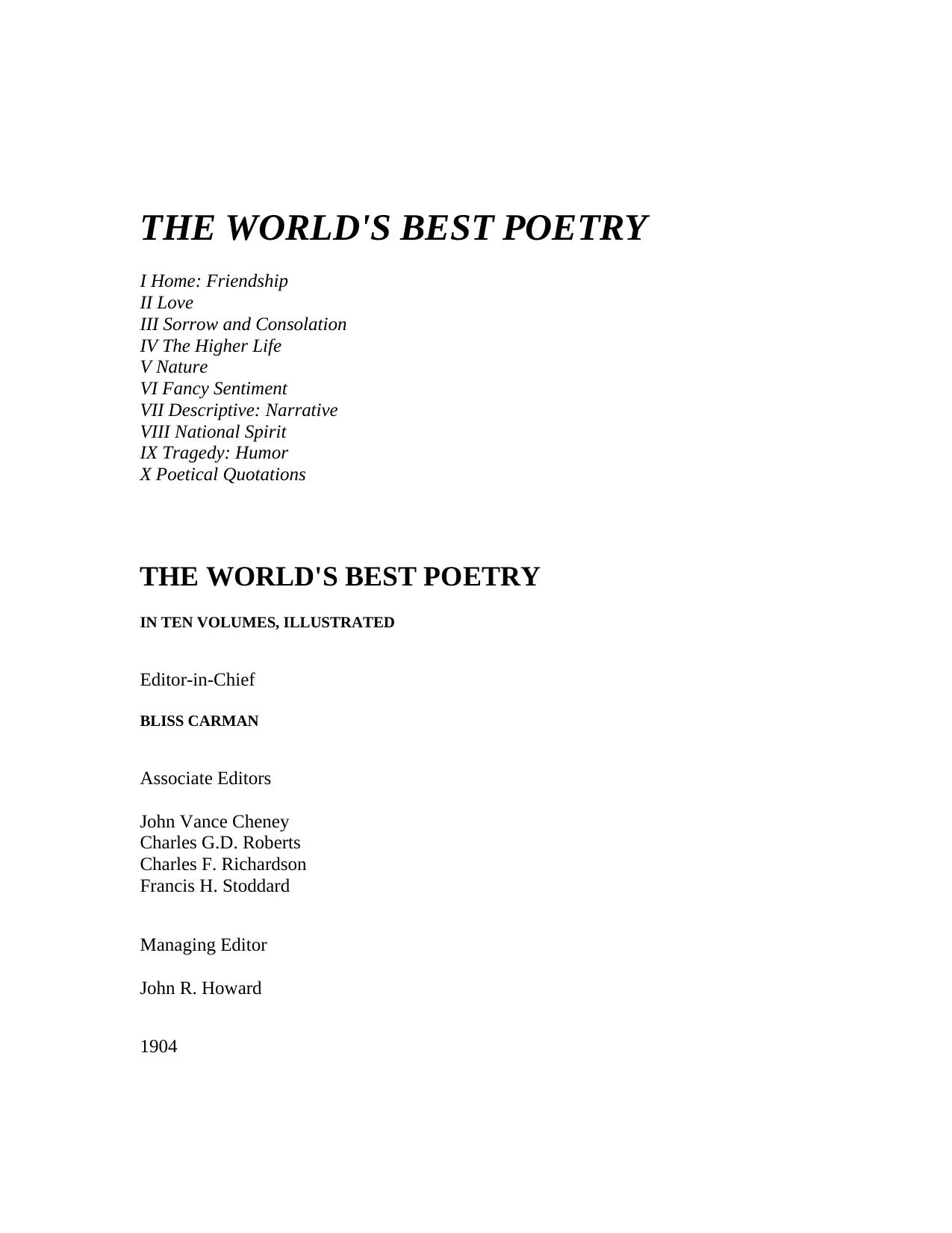 THE WORLD'S BEST POETRY
