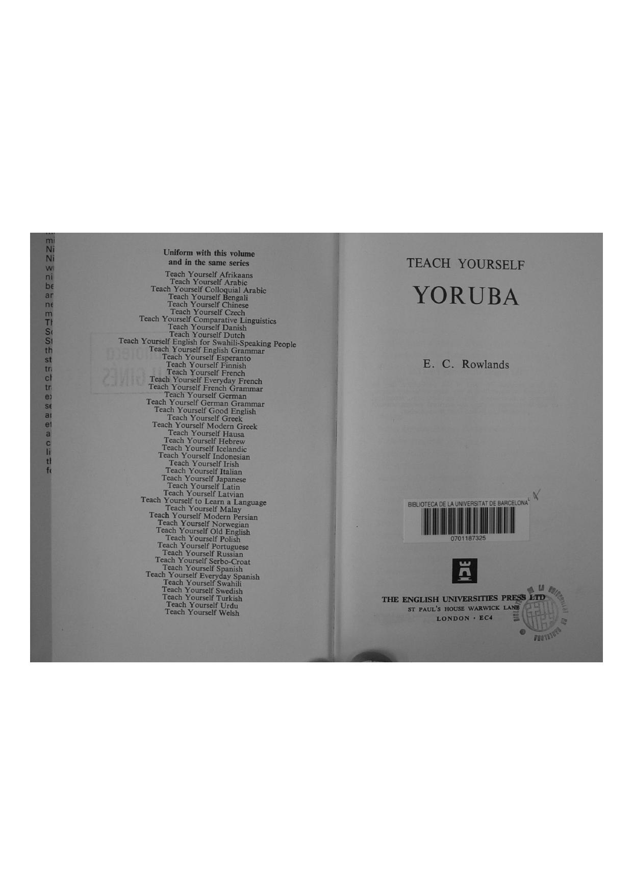 Teach Yourself Yoruba 1999