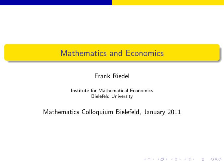 Mathematics and Economics