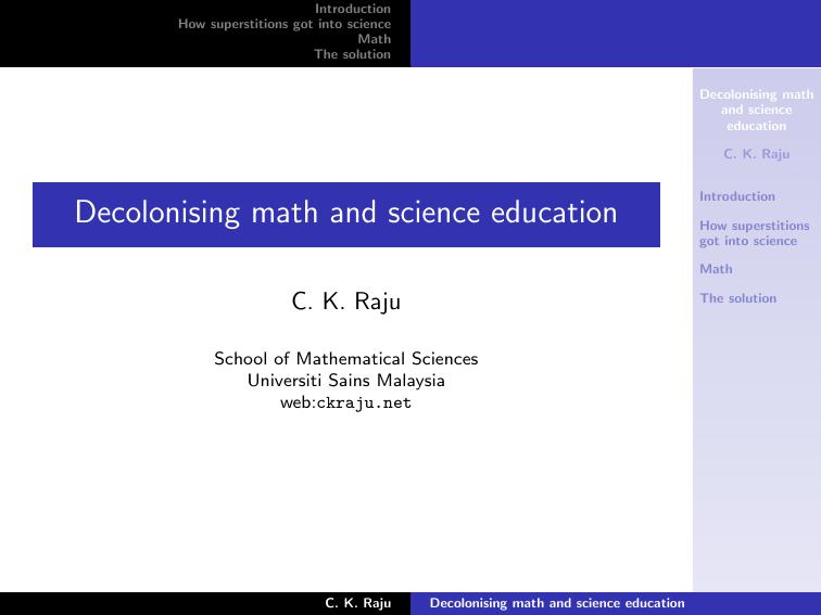 Decolonising math and science education