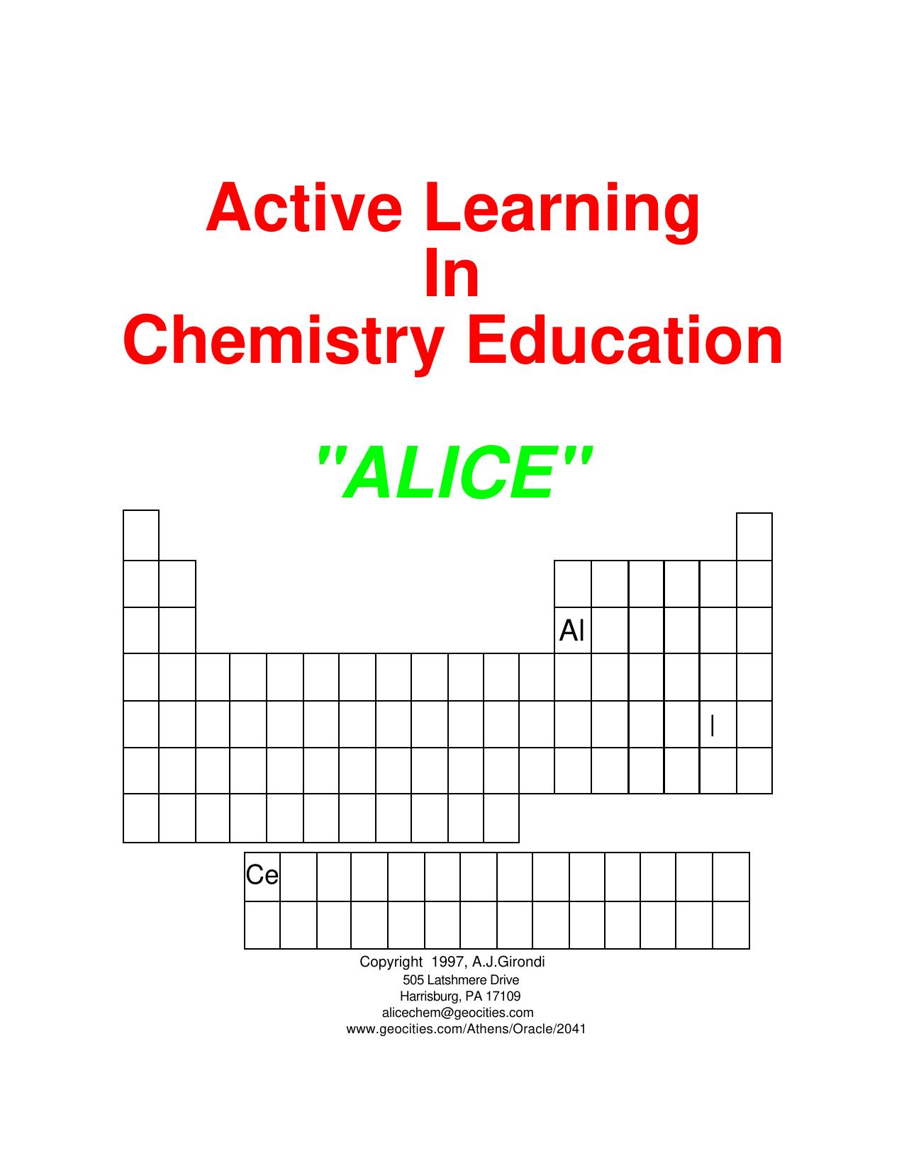 Active Learning In Chemistry Education