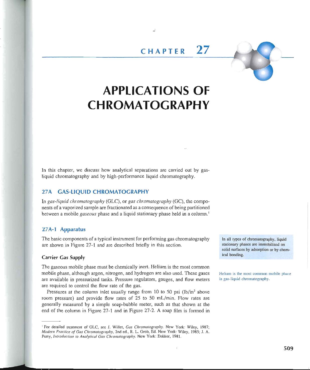 APPLICATIONS OF CHROMATOGRAPHY