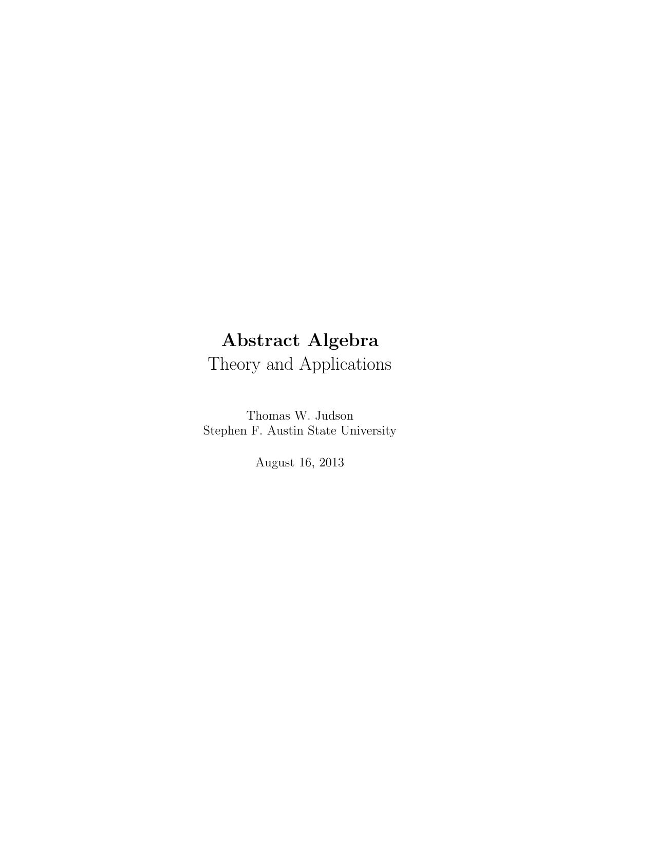 "Abstract Algebra: Theory and Applications"