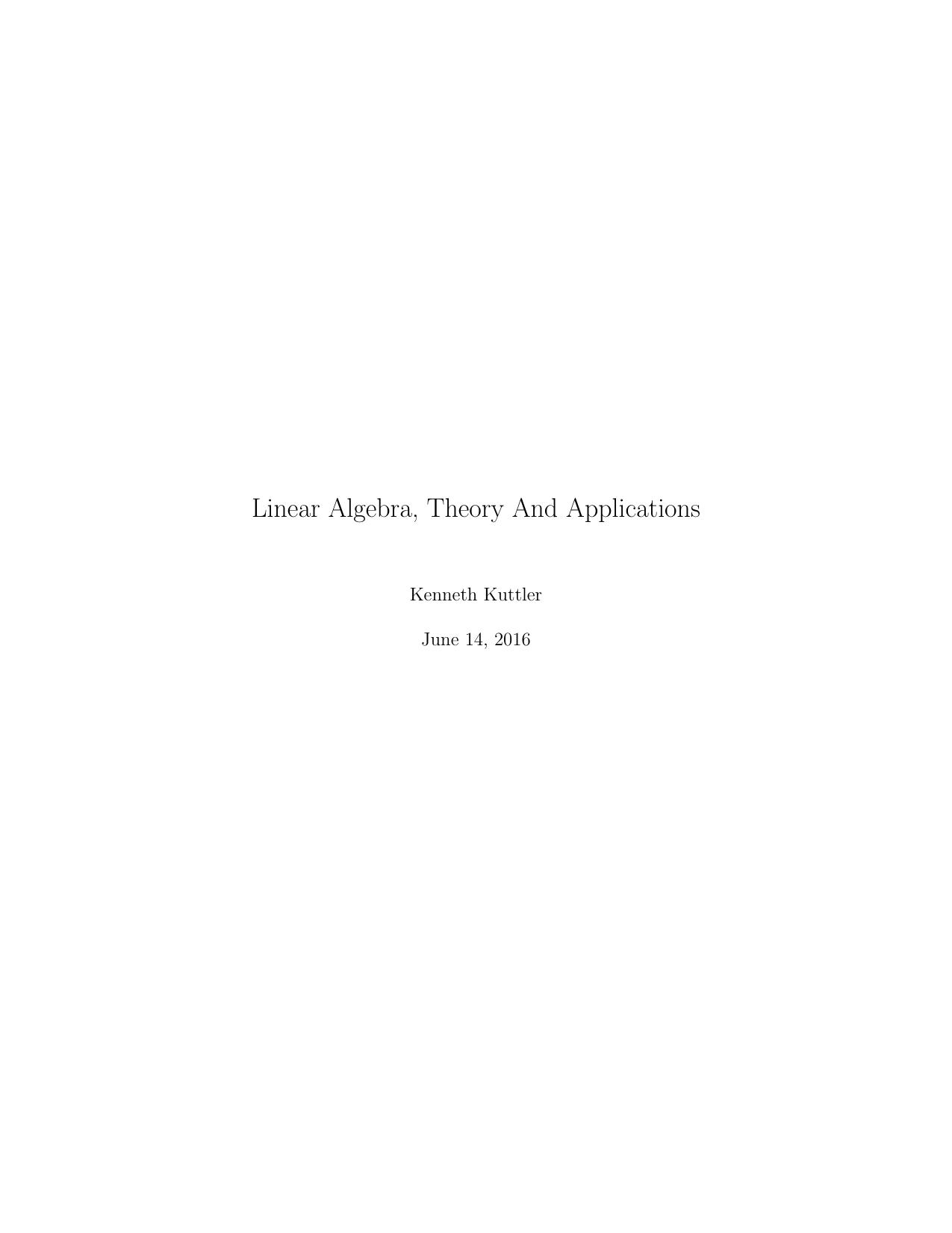 Linear Algebra, Theory And Applications 2016