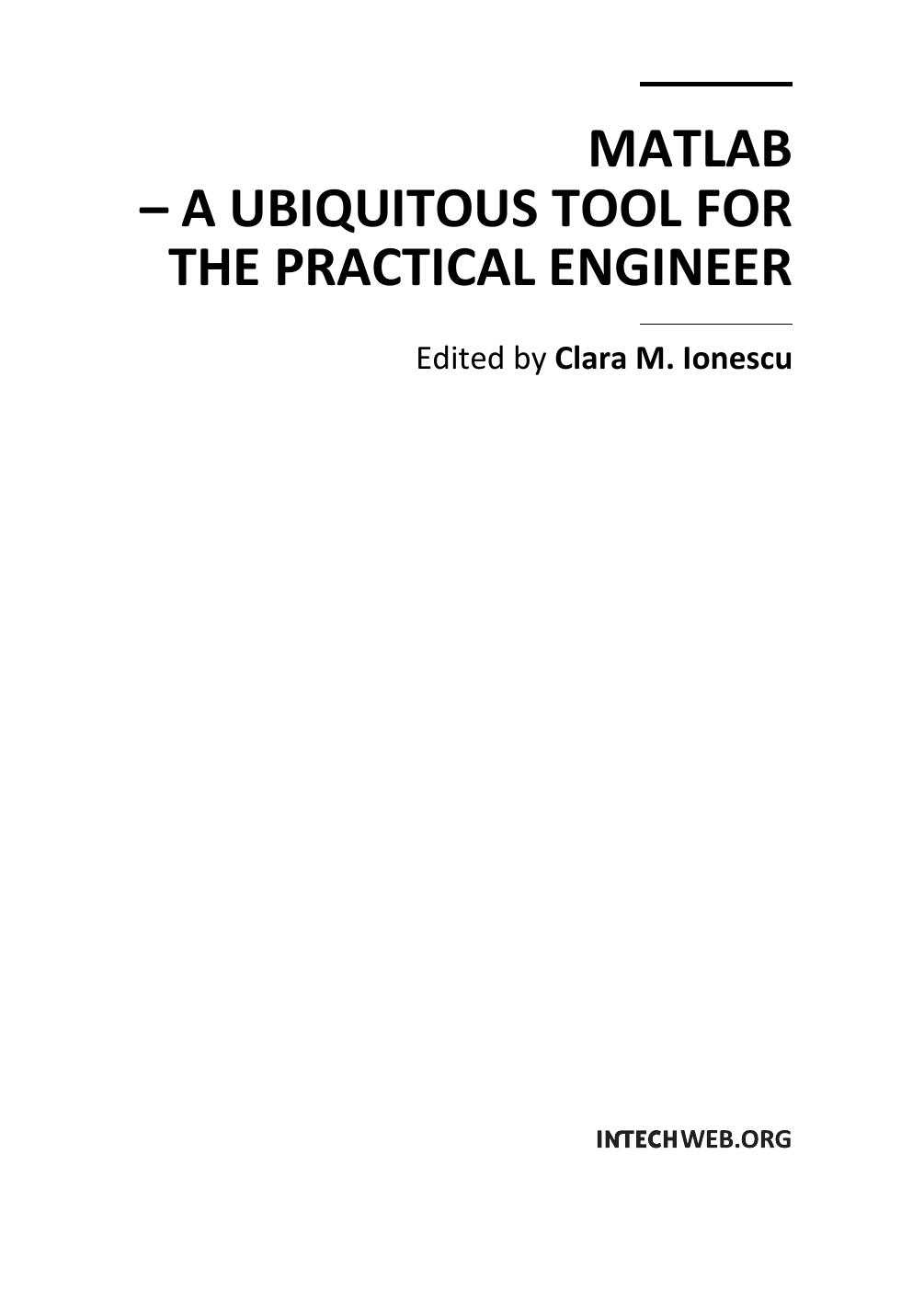 Microsoft Word - preface_MATLAB - A Ubiquitous Tool for the Practical Engineer