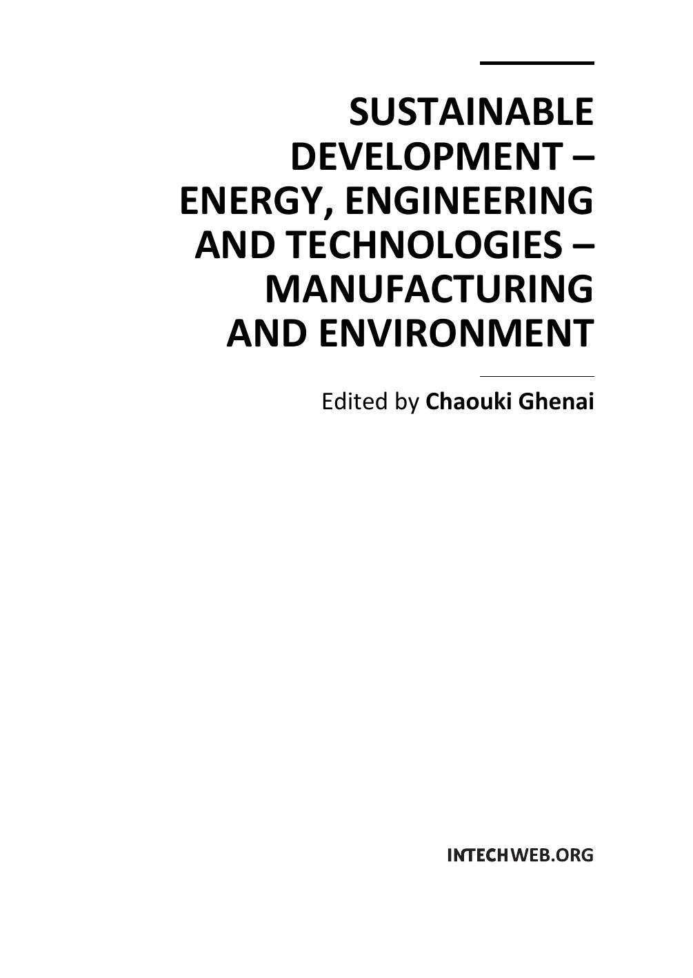 Sustainable Development - Energy  Engineering and Technologies