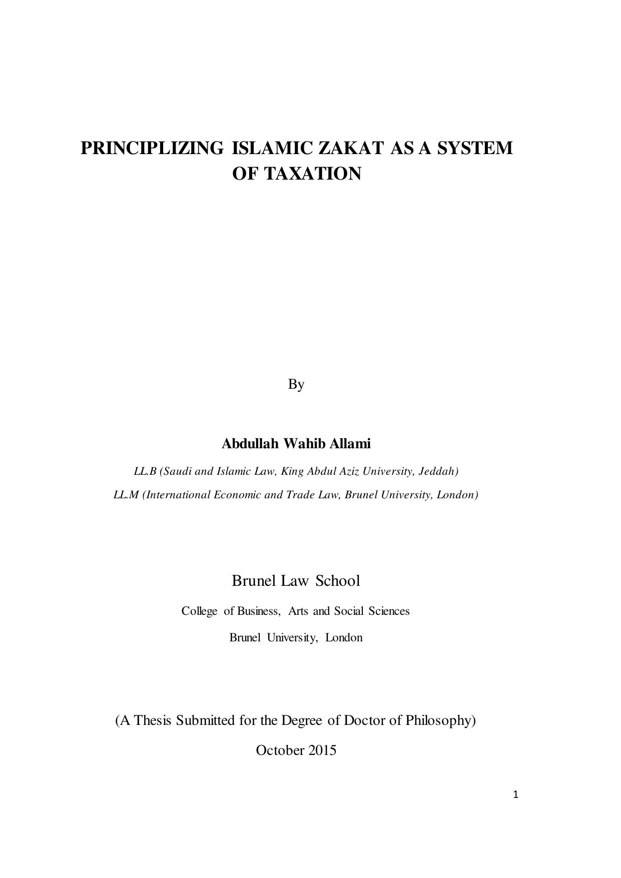 Principlizing Islamic Zakat as a System, 2015
