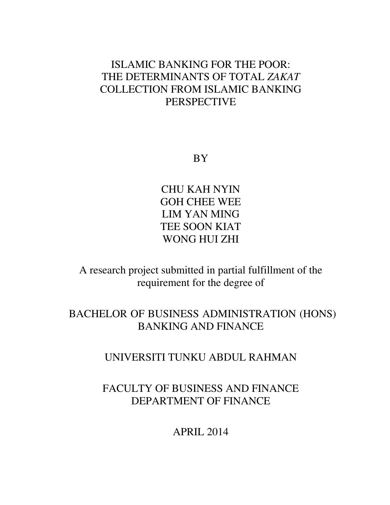 The Determinants of Total Zakat Collection from Islamic Banking Perspective, 2014