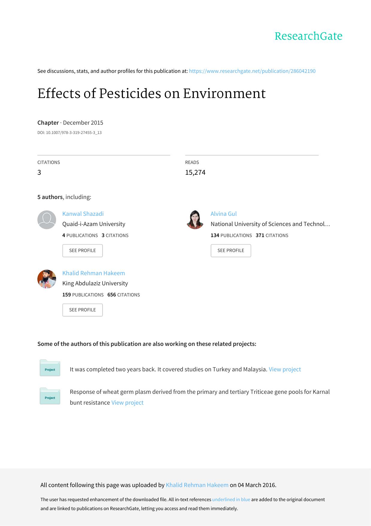 Effects of pesticides on the environment   2016