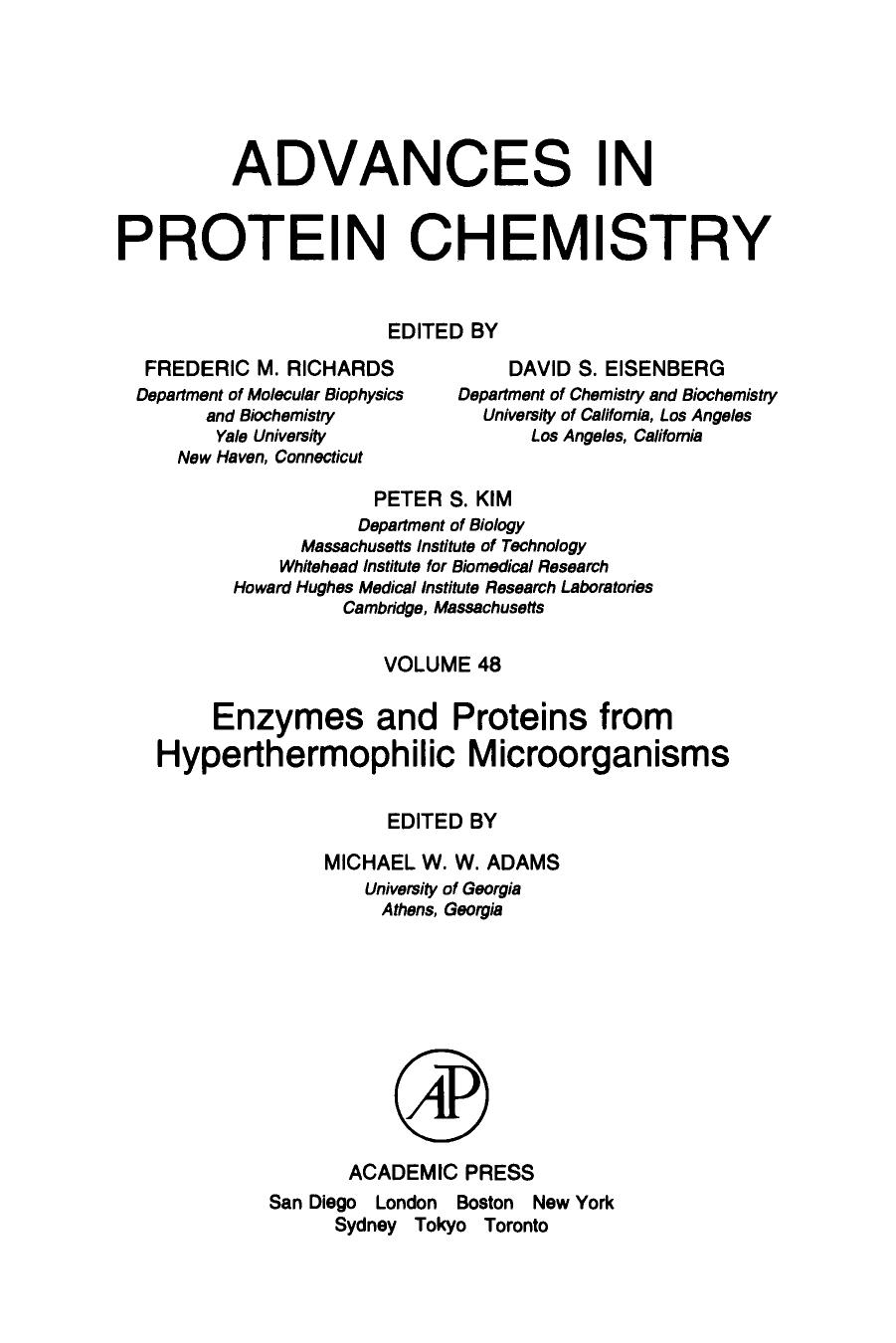 Enzymes and Proteins from Hyperthermophilic Microorganisms 1996