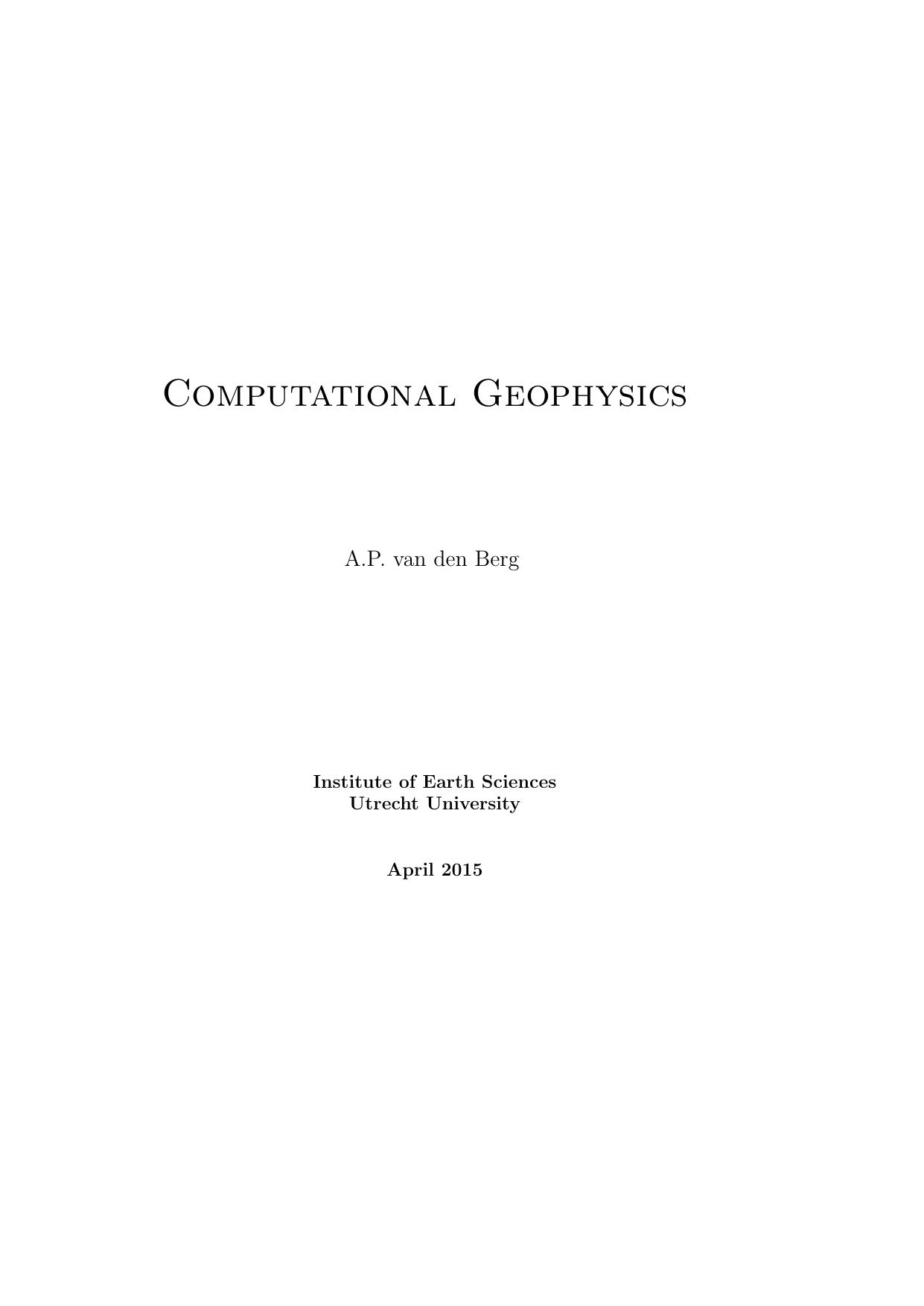lecturenotes Computational Geophysics 2015