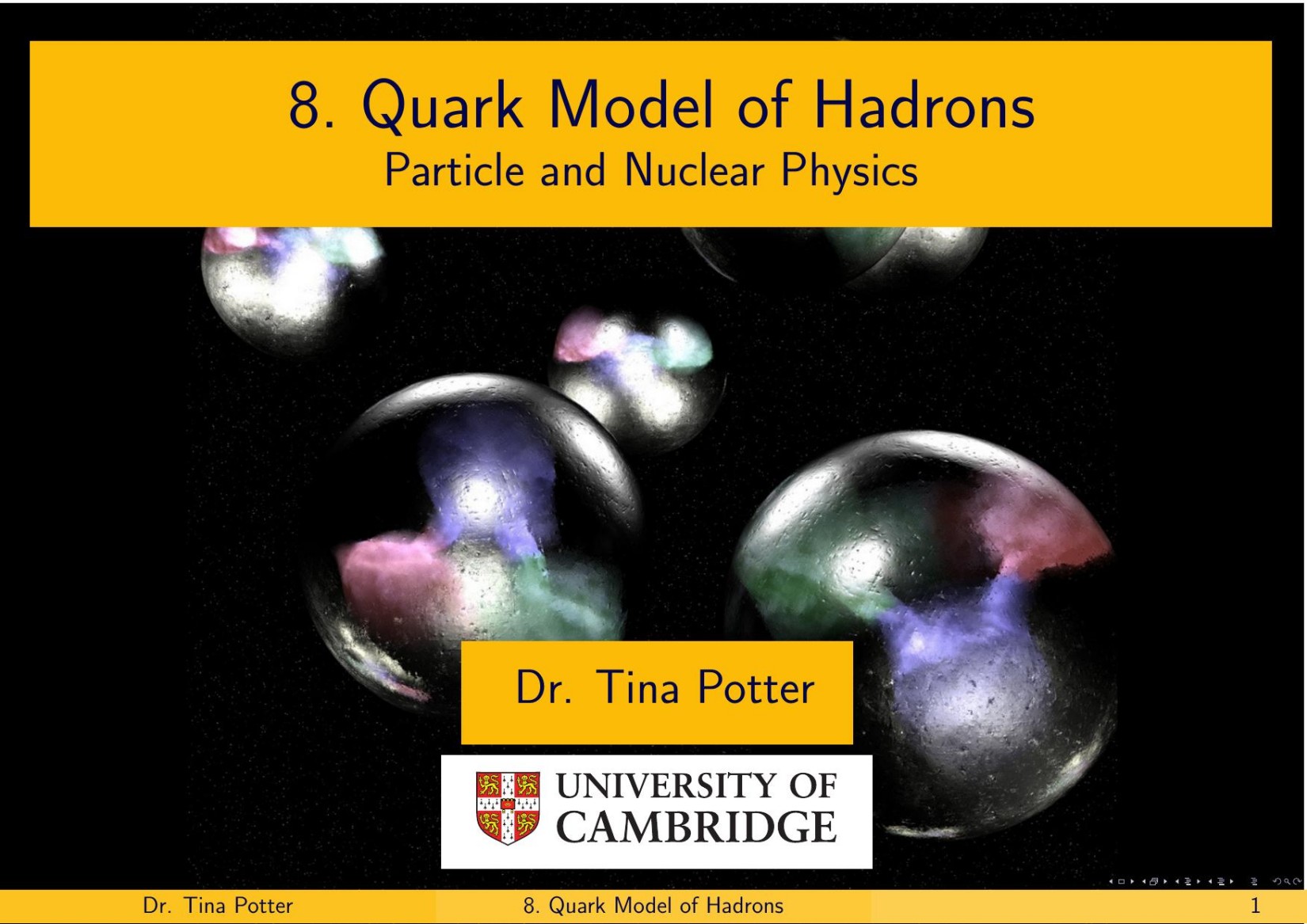 8. Quark Model of Hadrons - Particle and Nuclear Physics