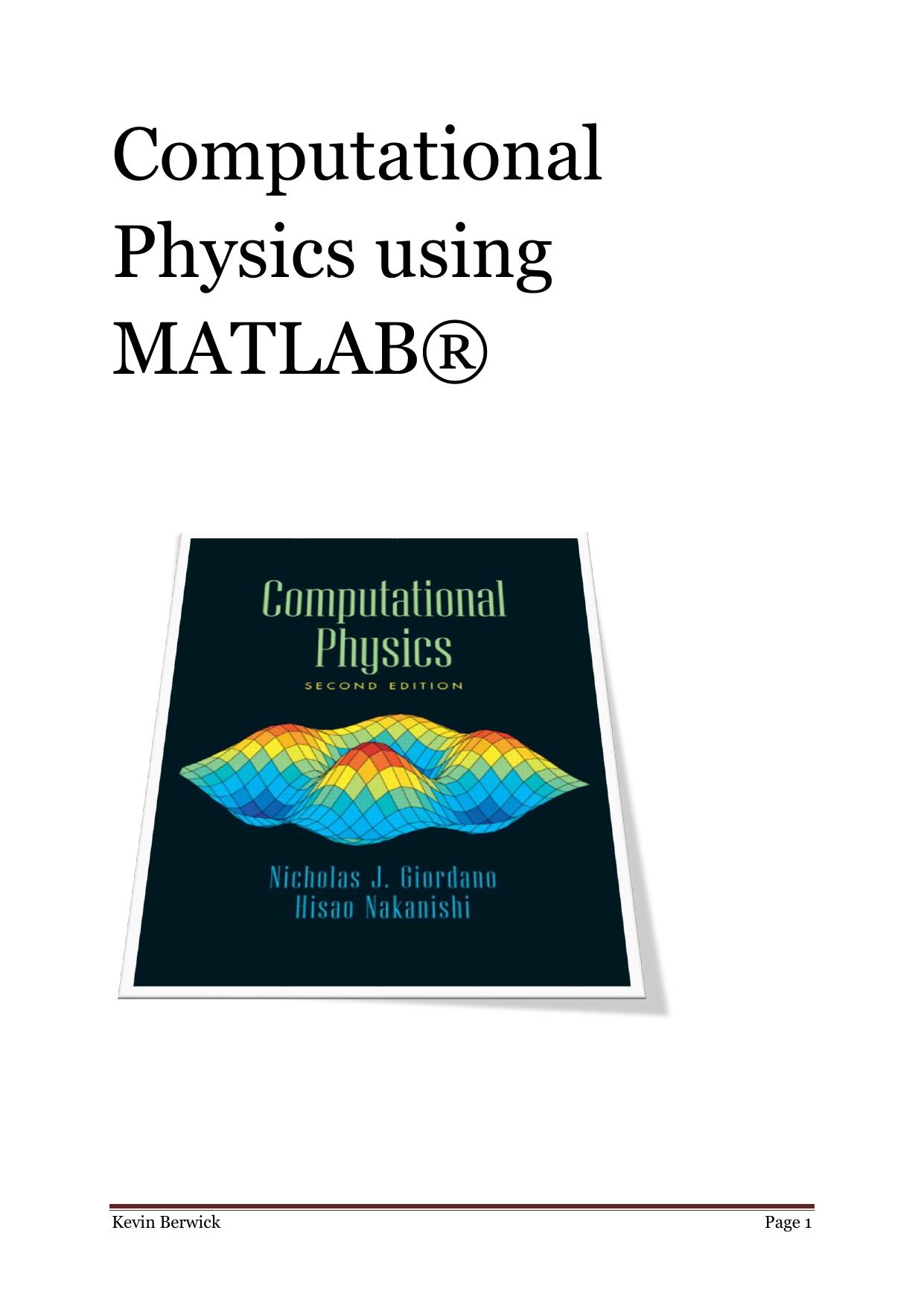 Computational Physics using MATLAB v2